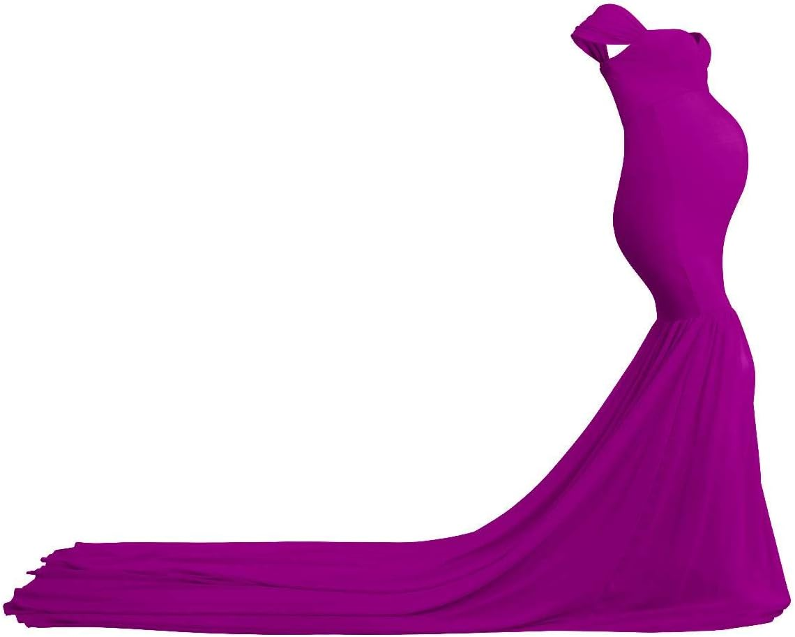 IWEMEK Women Maternity Dress for Photography Mermaid off Shoulder Slim Fitted Chiffon Gown Flowy Baby Shower Maxi Photo Props Dress image number 6