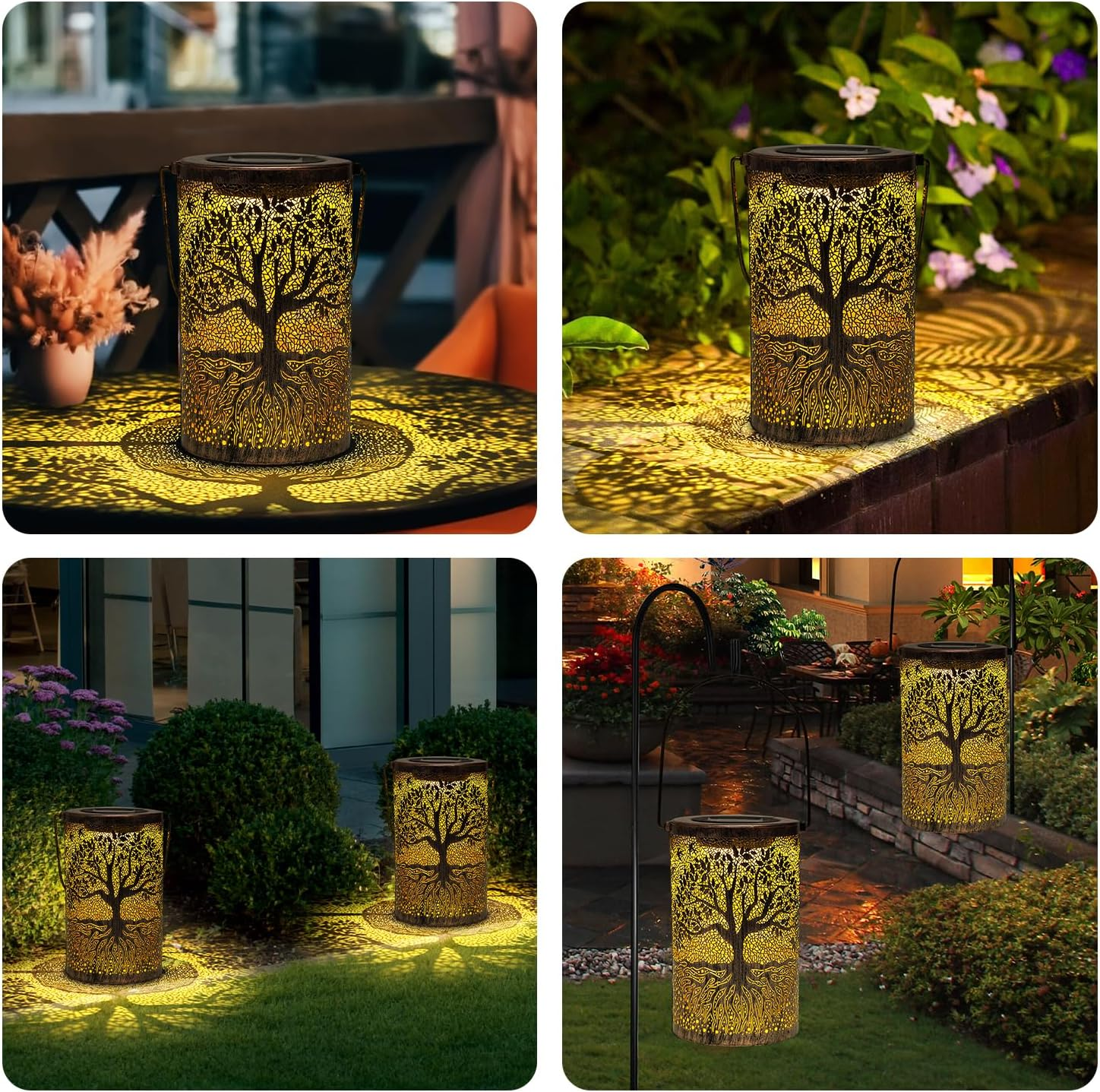 Solar Lantern Outdoor Waterproof Hanging Tree of Life Garden Decor Big Tree Solar Powered Light Gifts for Women Metal LED Table Lamp Home Decoration outside for Yard Patio Porch Tree Pathway image number 6