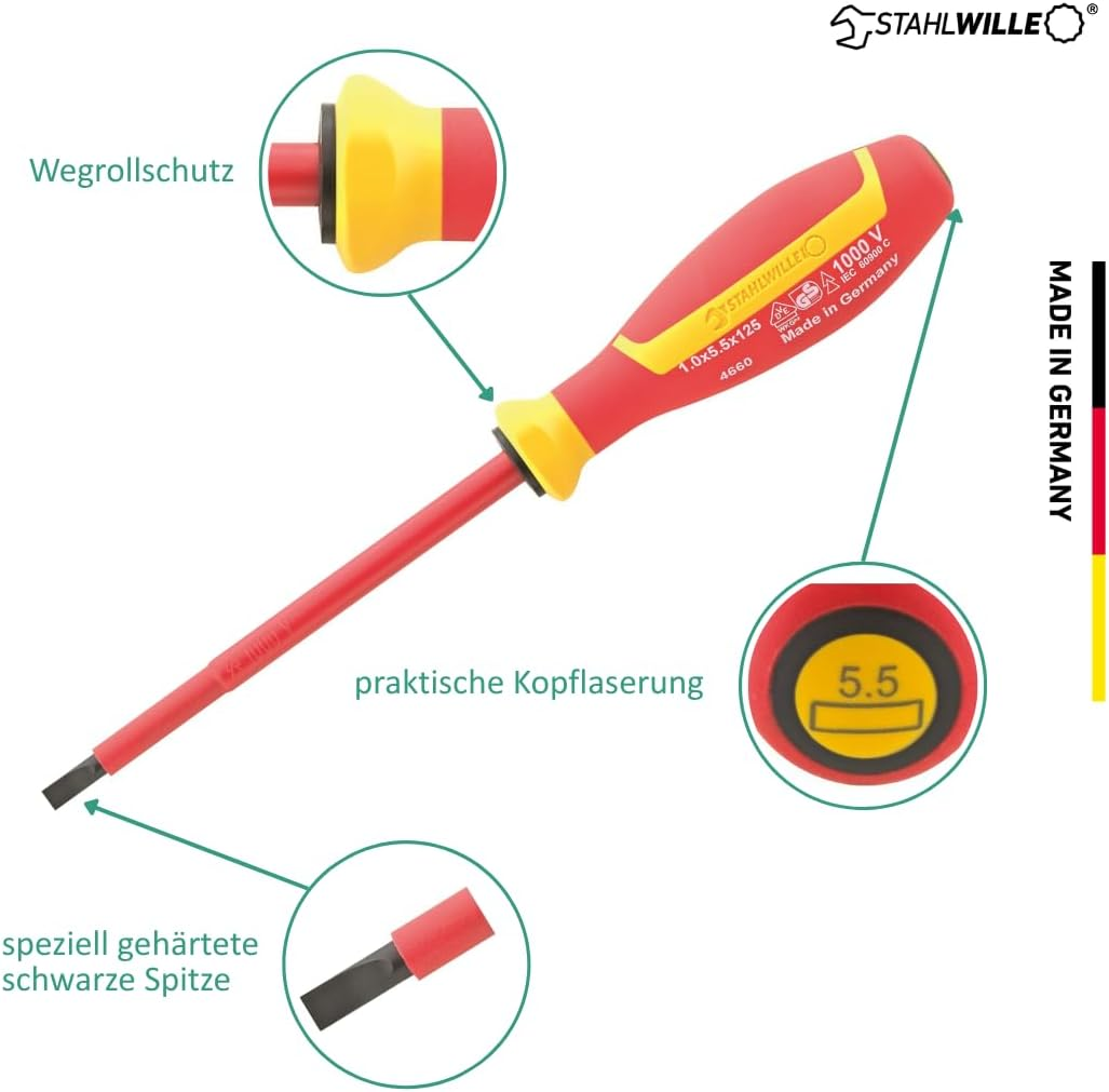 Stahlwille DRALL+ VDE Slotted and Phillips Head Screwdriver Set (6 Pieces) image number 4