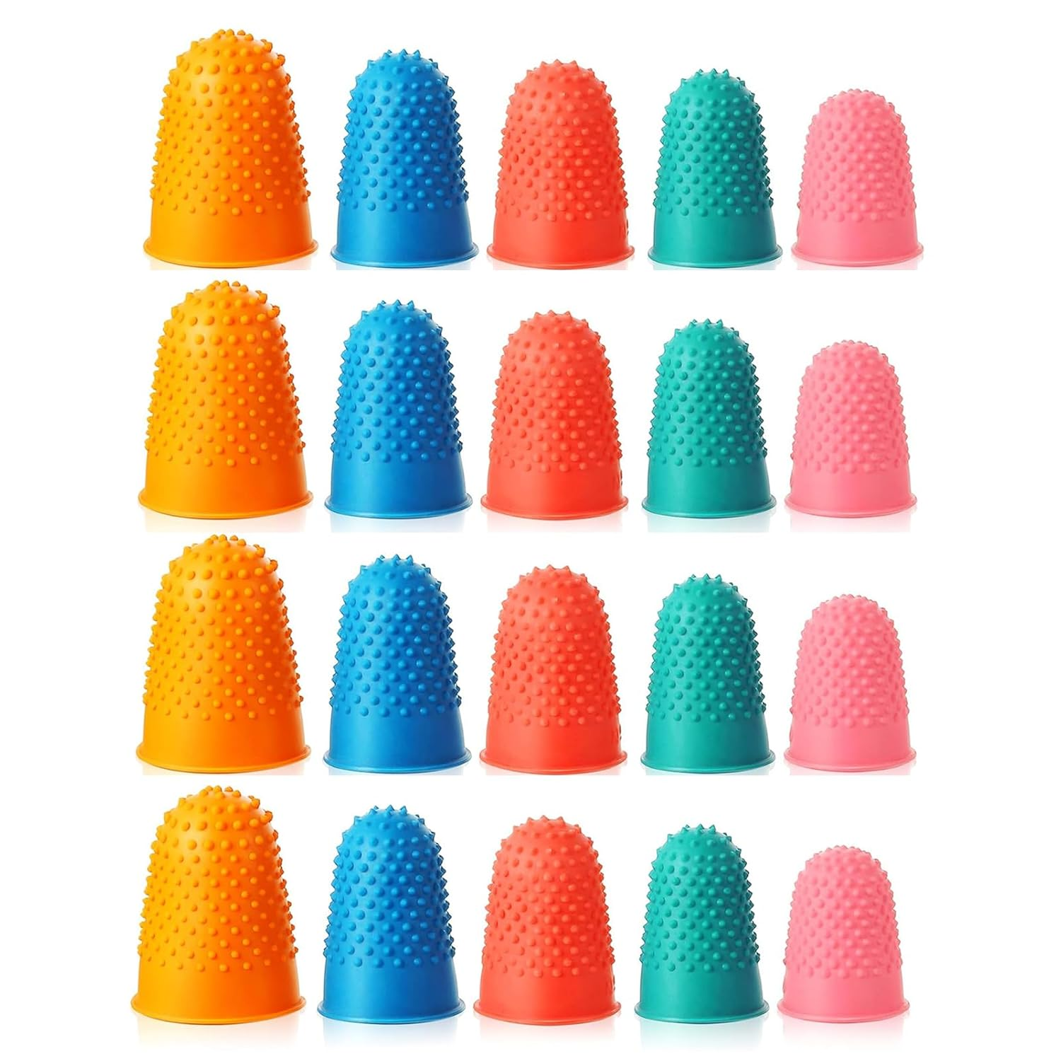 Yeanifeana Rubber Finger Tips Guard, 20Pcs Silicone Thimble Pads for Finger Protection, 5 Sizes Non-Slip Grips for Office, Craft, Sewing & Paper Turning, Reusable Covers image number 3
