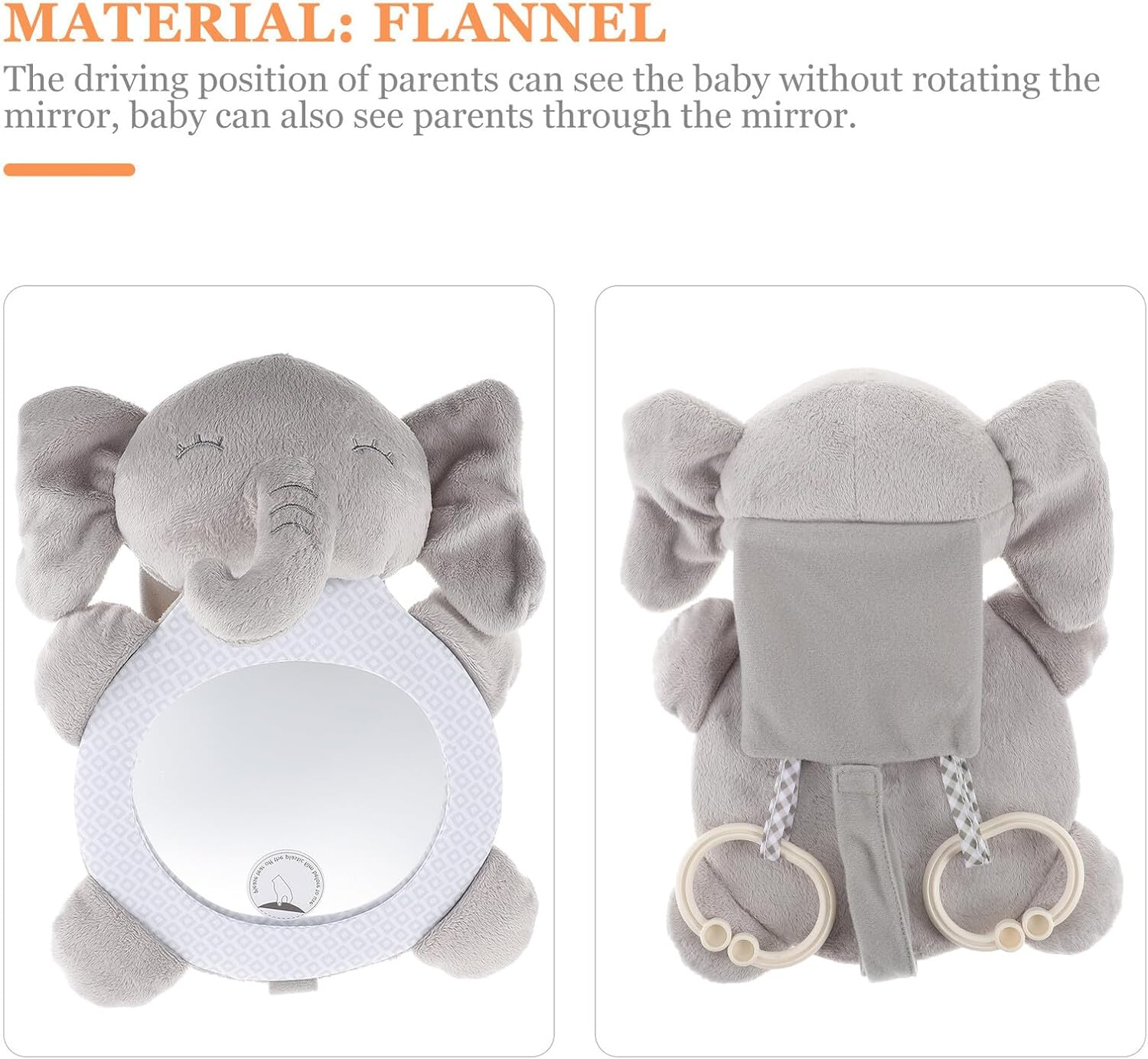 Rear Facing Car Mirror for Safety and Observation Cute Animal Design Mirror Wide View for Rear Facing Car Seats to Anxiety Road Trips image number 6