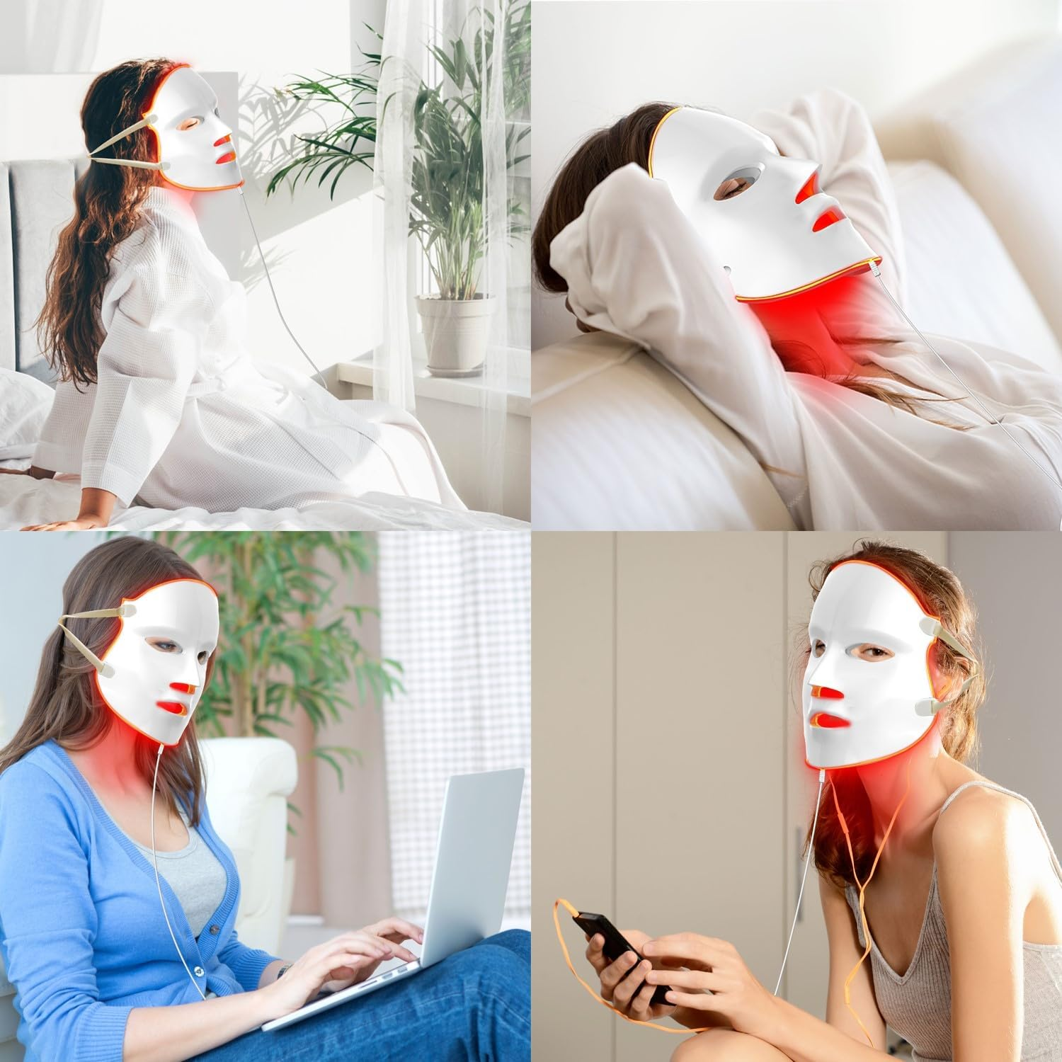 Aphrona FDA Cleared LED Facial Skin Care Mask MOONLIGHT PRO 7 Color Treatment Photon Mask (White) image number 4