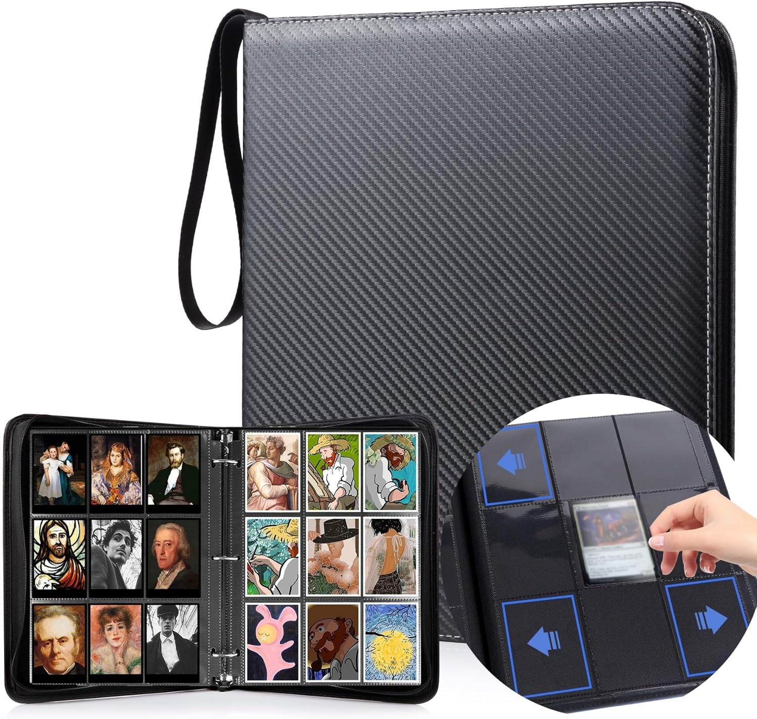 Trading Card Binder with Sleeves, 9 Pocket Side Loading Premium 900 Double Sided Pocket PU Card Collection Binder, Collectible Card Albums Card Folder for MTG, TCG, Sports Cards, Game Cards image number 3