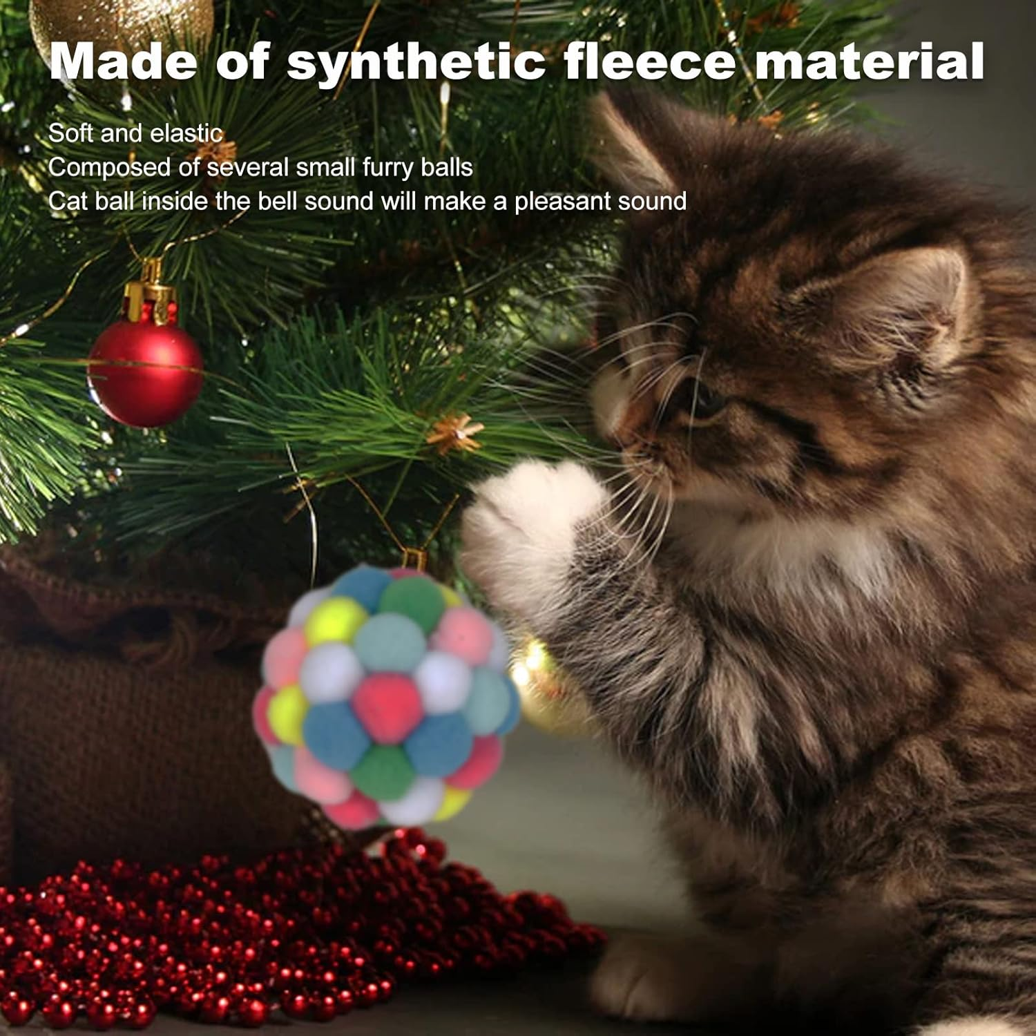 10Pcs Cat Ball Toy Hand Made Doing Exercise and Scratching Multipurpose Soft Colorful Cat Ball Toy for Cats Kittens,Colorful Plush Balls, Soft and Safe Surfaces image number 4