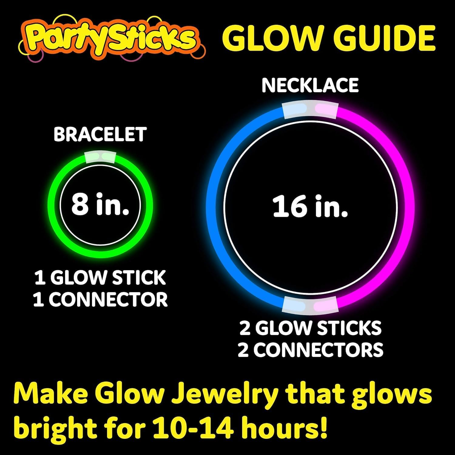 Glow Sticks Bulk Neon Party Supplies - 100 8&rdquo; Bulk Glow Sticks Party Pack W/Connectors to Make Glow Sticks Necklaces and Party Glow Sticks Fun image number 3