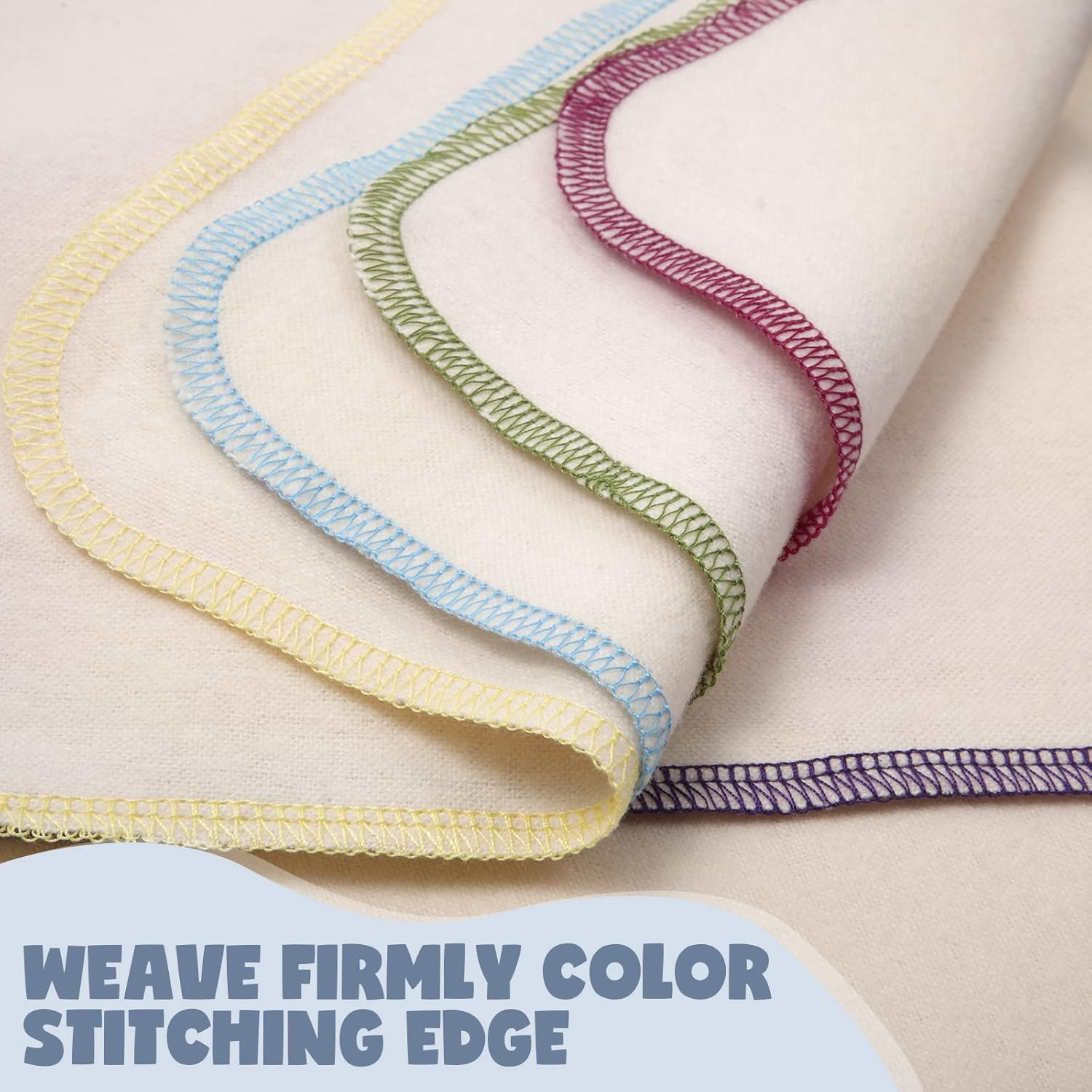 Mimorou 45 Pcs Flannel Cloth Baby Wipes - Reusable, Washable, Natural Unbleached Face Wipes - Soft and Sturdy, 5 Colors, Outer Stitching, 8 X 8 Inches, 1.0 Count image number 5