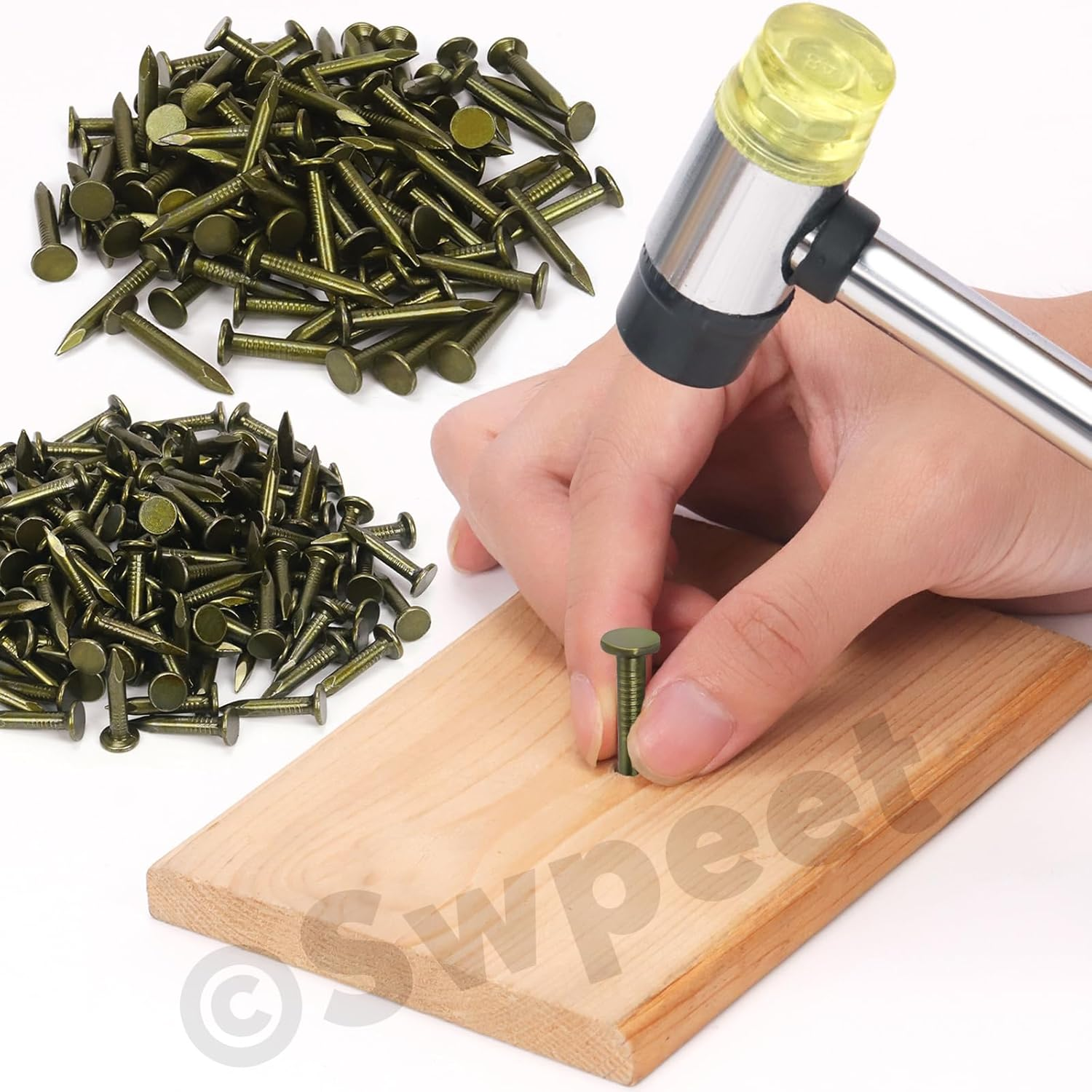 Swpeet 400Pcs 3 Sizes 3/4'' 1'' 1-1/4'' Roofing Felt Lacquered Nails Assortment Kit, Steel Roofing Felt Lacquered Nails Used to Fasten Roofing Felt, Asphalt Shingles and Insulation Board image number 4