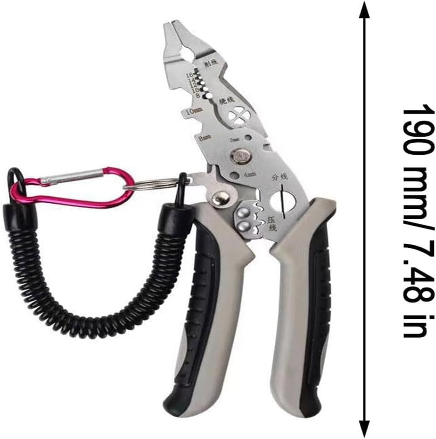 12 in 1 Wire Stripper with Elbow, 7.5-Inch Multifunctional Wire Stripper Crimper Cable Cutter Pliers, Electrician Hand Tools Professional Wire Stripping Tool Electric Wire Straight Head image number 2