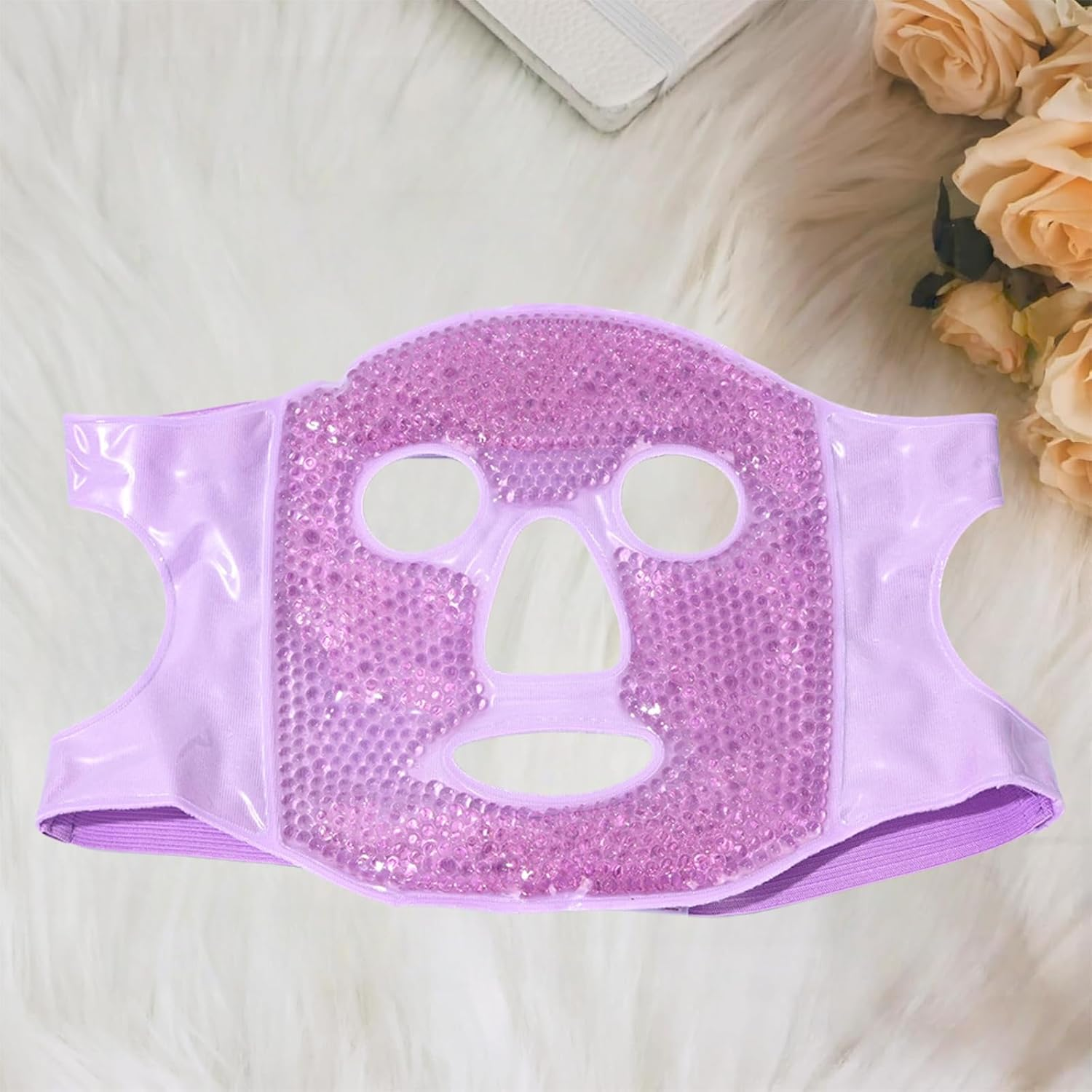 Face Ice Pack for Puffiness - Reusable Cold Gel Mask for Eyes & Face, Relieve Dark Circles, Eye Bags, Dry Eyes, Headaches, Migraines and Stress, Ideal for Post - Surgery Sleep Compress (Purple) image number 1