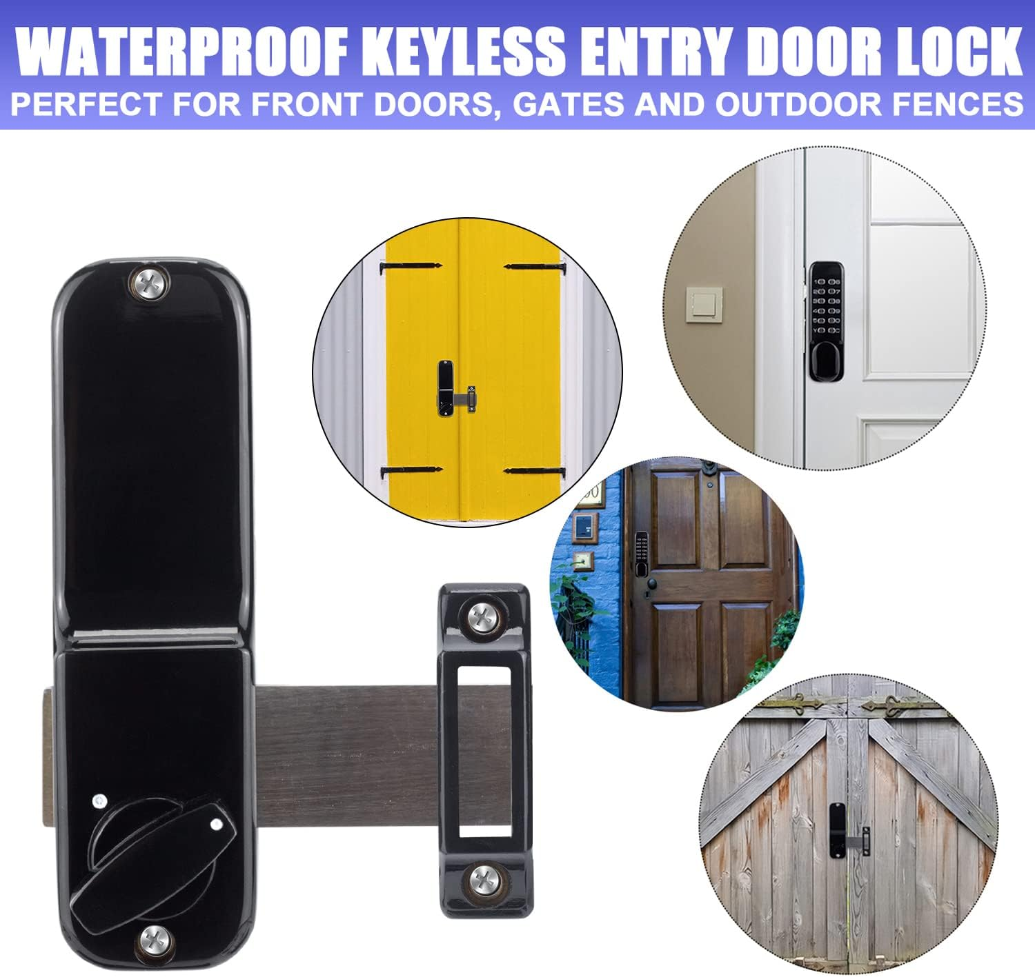 Stainless Steel 100% Mechanical Door Locks with Keypads Door Knob, Waterproof Keyless Entry Door Keypad Deadbolt Lock with Handle, Digital Combination Front Door Lock Set, 2 in 1 Code/Key image number 6