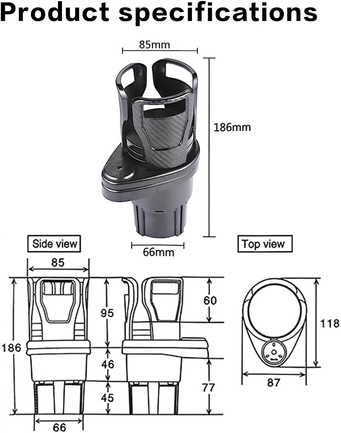 Kaoruo Upgraded Car Cup Holder Expander with Offset Base Secure Anti-Tip Design Large Cup Holder Expander for Car Hold 500-1000 Ml Bottles and Mugs Expandable Car Cup Holder with Adjustable Base image number 1