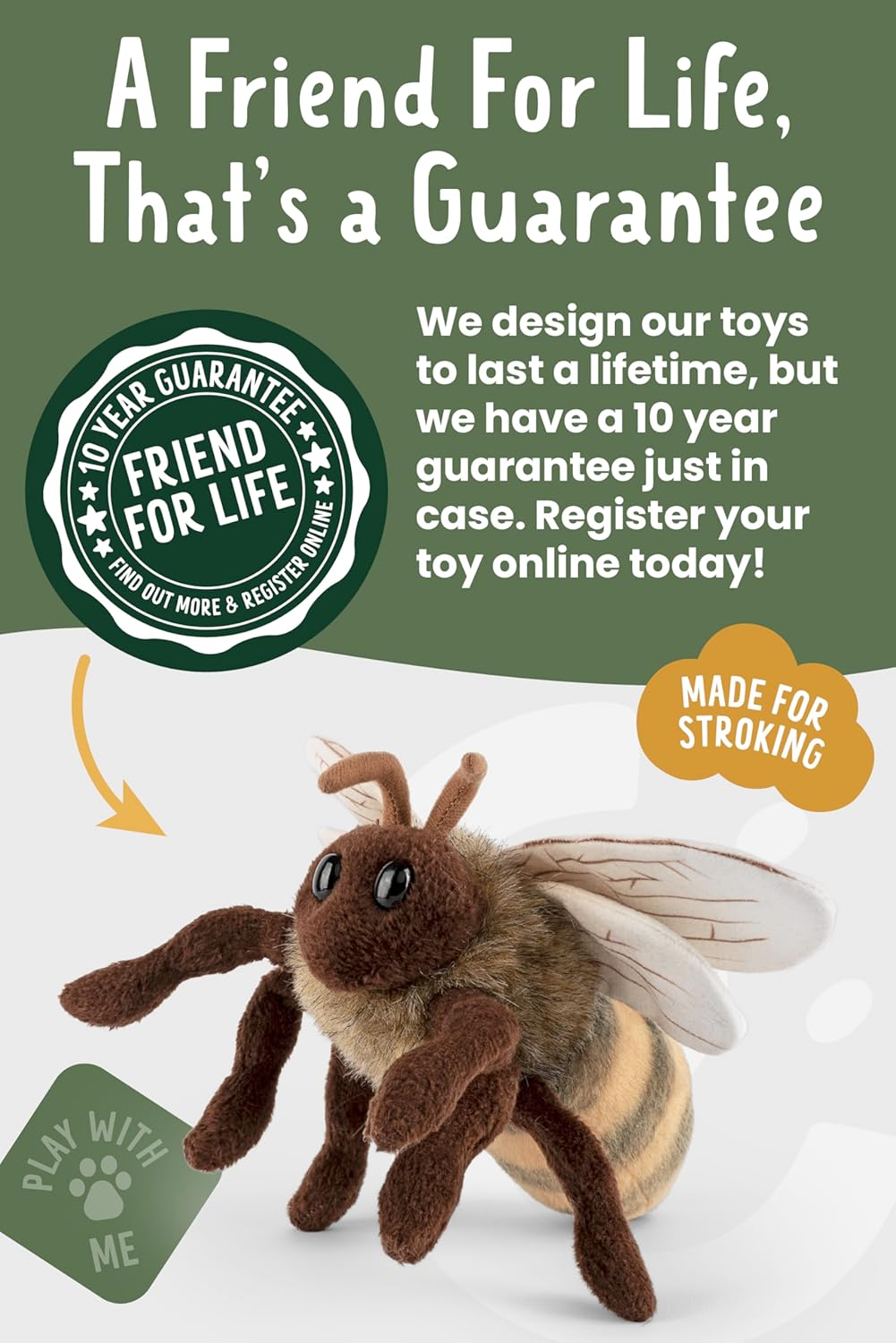 Living Nature European Honey Bee Plush Toy, Realistic and Cuddly Stuffed Animal Made with Eco-Friendly Materials, Soft Nature Companion for Kids and Wildlife Enthusiasts image number 2