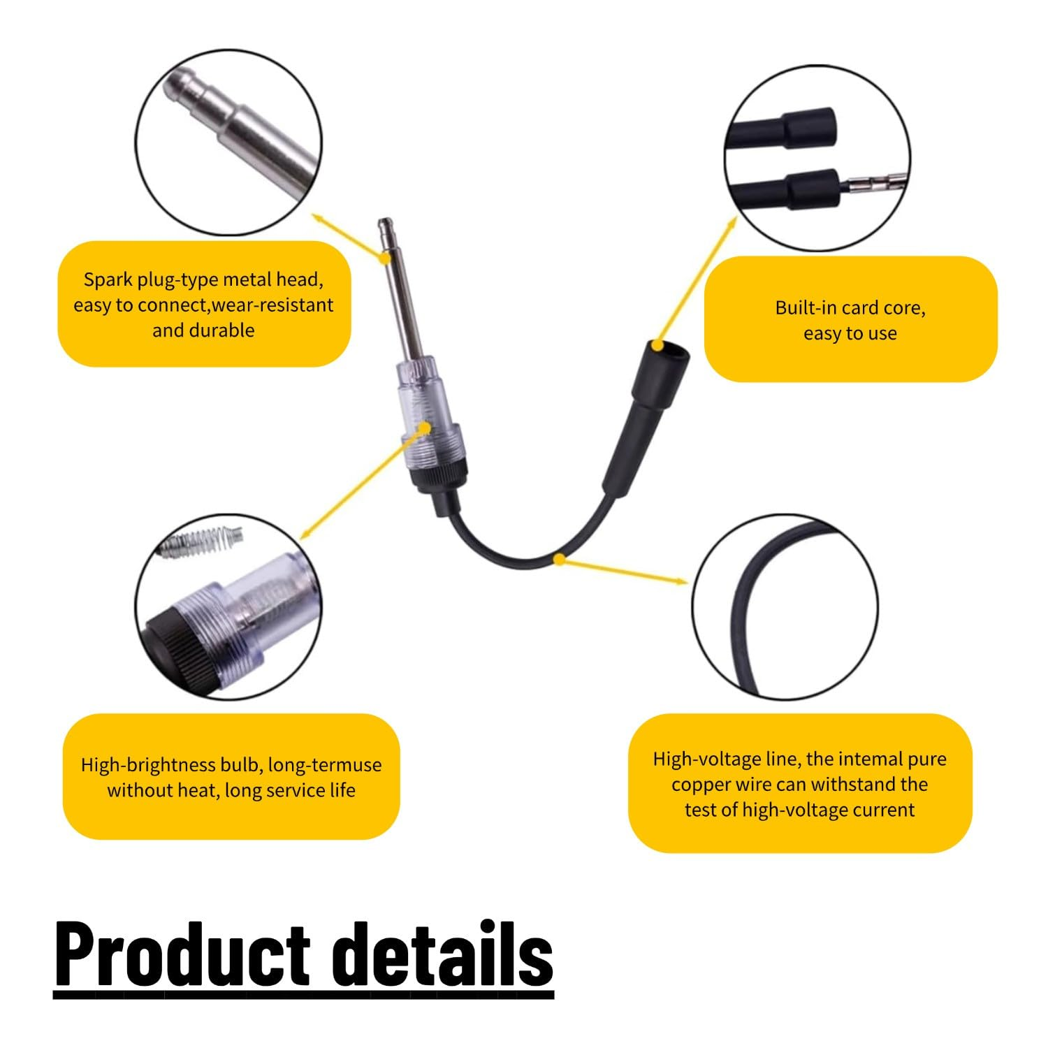 2PCS Inline Spark Plug Tester, Straight Boot Engine Ignition Tester Light, Small Armature Diagnostic Detector Tool for Automotive, Car, Lawnmower, Motorcycles, Internal External Engine image number 2