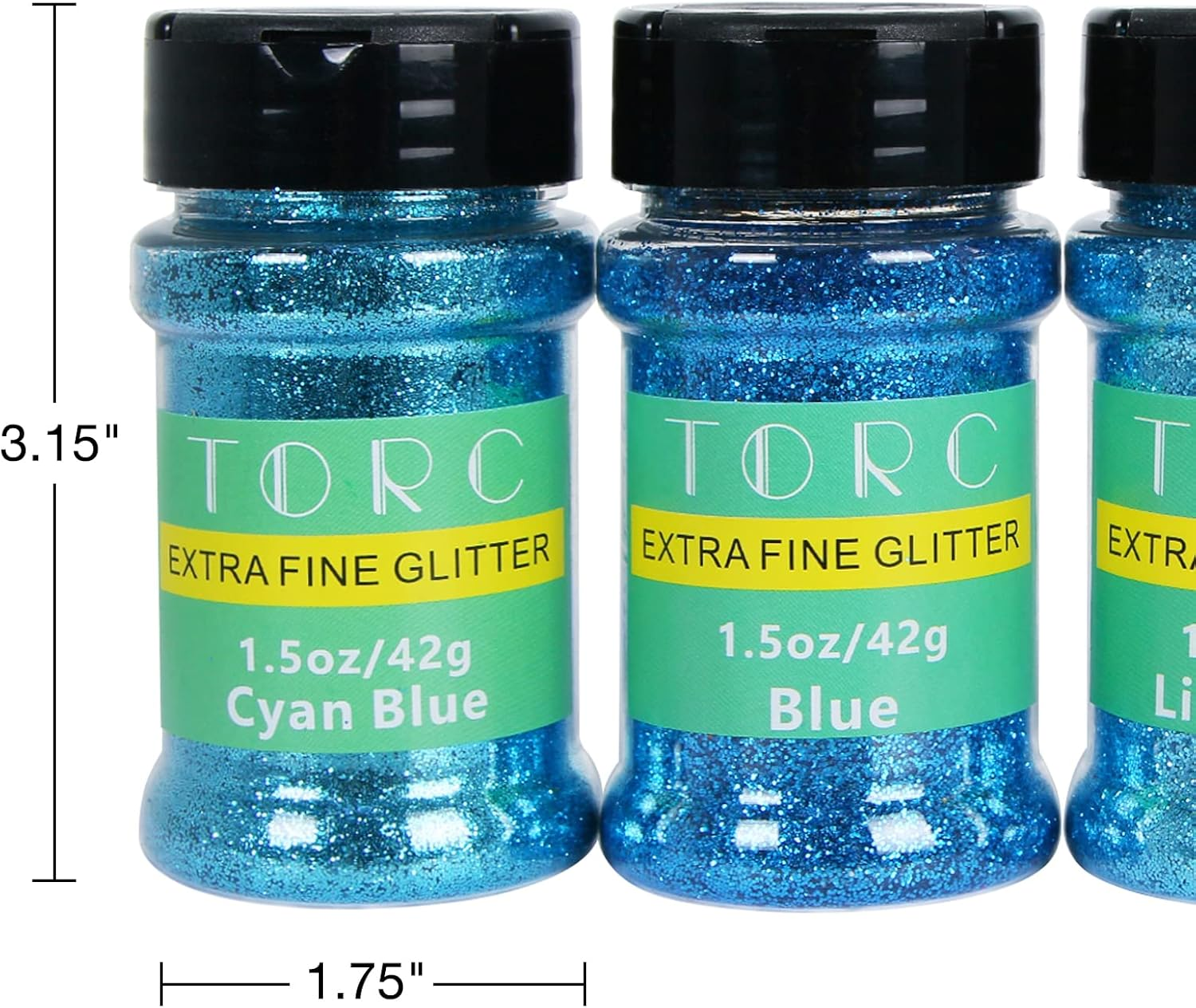 TORC 6 Oz Blue Fine Glitter Set for Resin Crafts Tumblers Slime Cosmetic Nail Art Makeup Craft Glitter for Art and Decoration