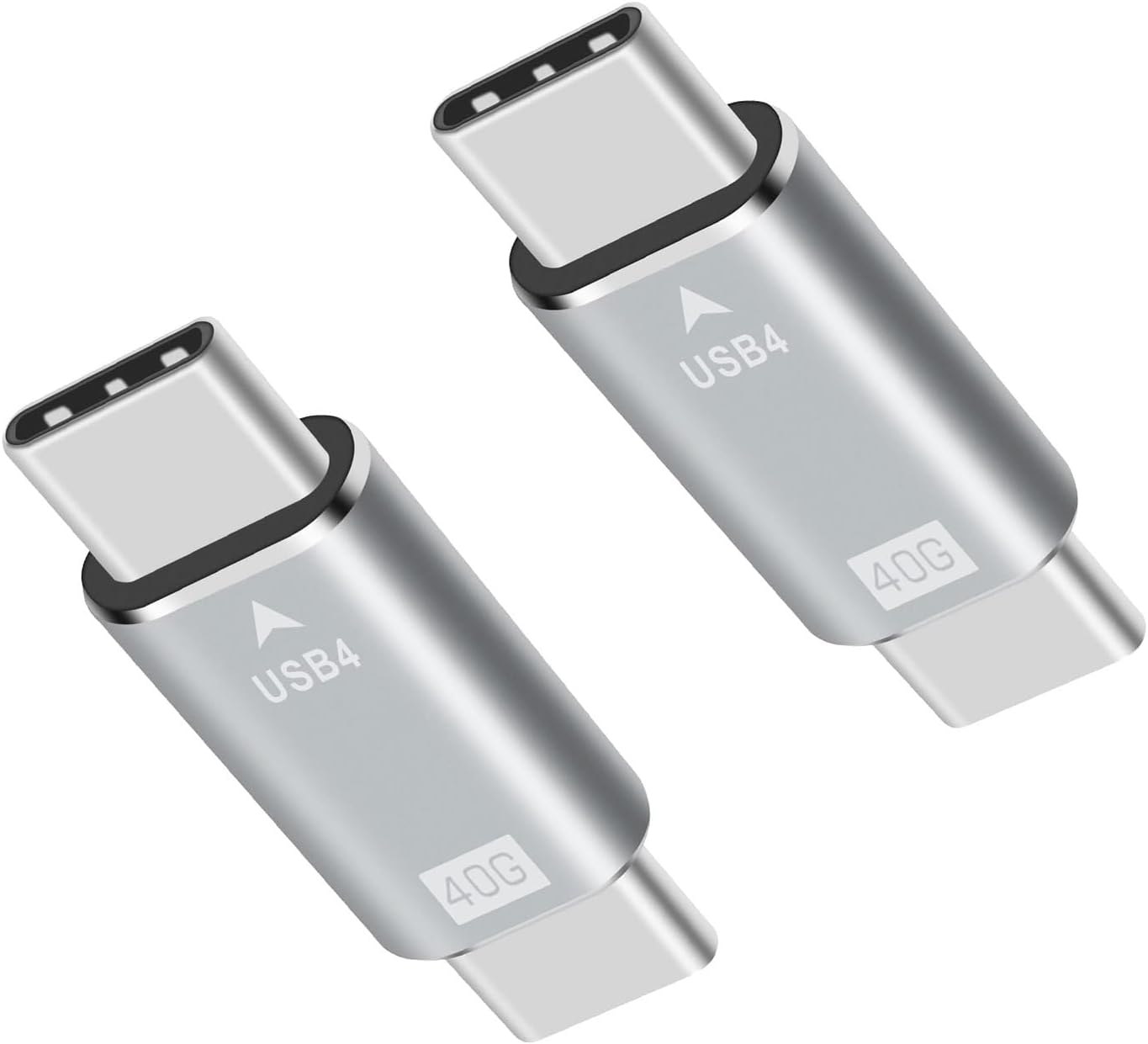 Danfetsoy USB C Male to USB C Male Adapter 40Gbps, Type C Male to Connector Adapter Support 100W, 40Gbps for Laptop, Tablet, Phones (Silver, 2 Pack)