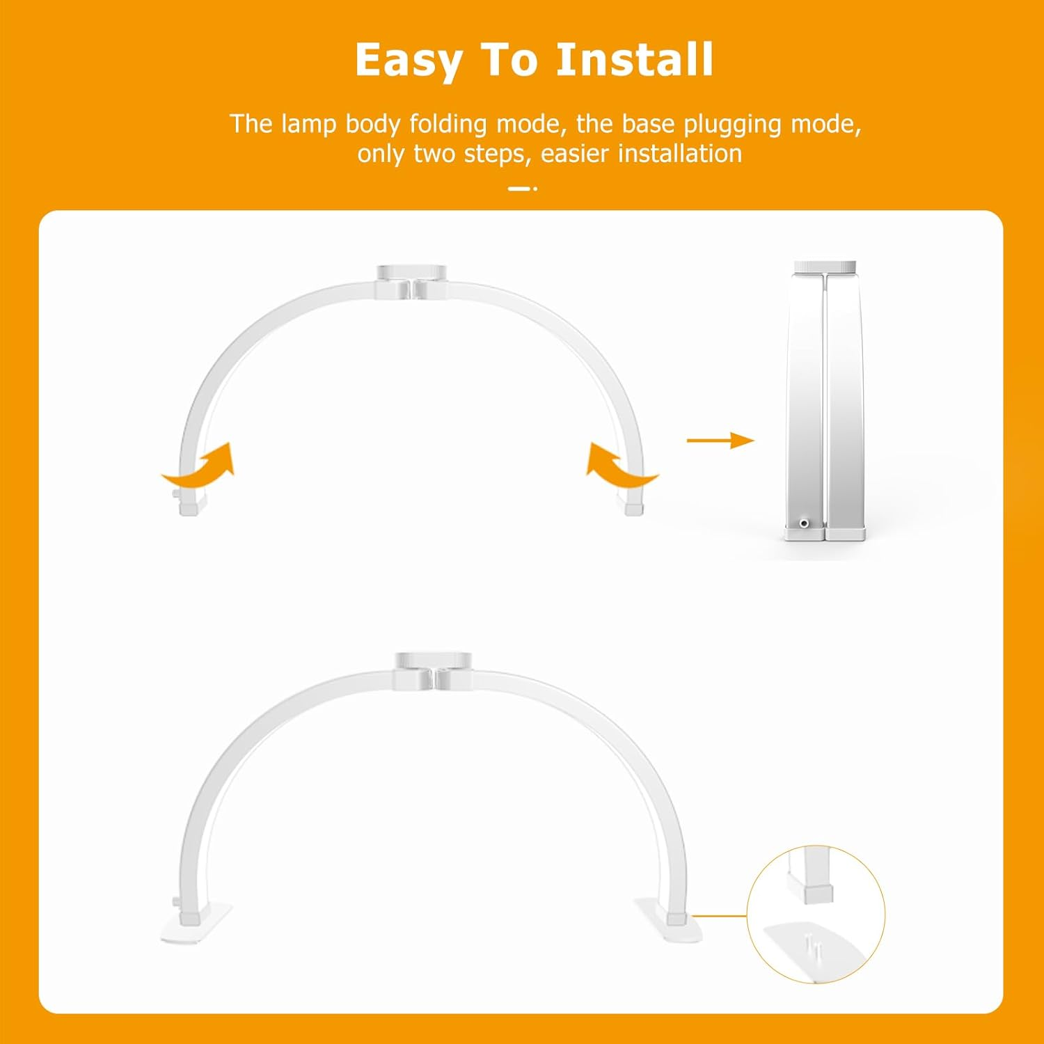 SAILESI Half Moon Light for Nail Desk, 29In 38W Foldable LED Lash Light with Phone Holder, Nail Tech Light with 3 Color Modes 10 Brightness, Nail Table Lamp for Beauty Eyelashes Tattoos Crafts, White