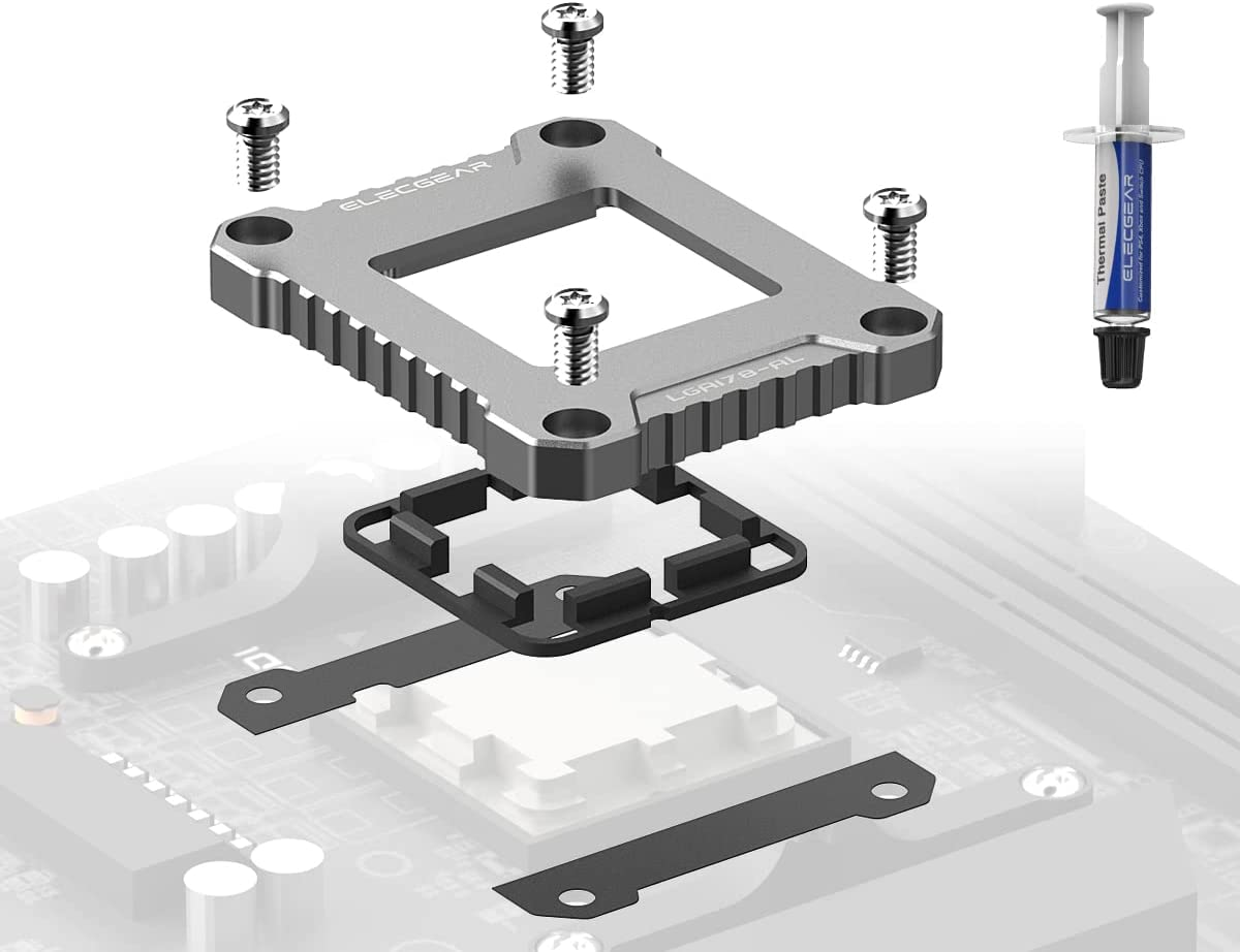 Elecgear AMD CPU Contact Frame + Liquid Metal Thermal Paste, Carbon Fiber Mod ILM for AMD Ryzen 7000 Zen4 Series on AM5 LGA1718 Socket, Replacement CPU Fixing Buckle with Double Sealing Guard