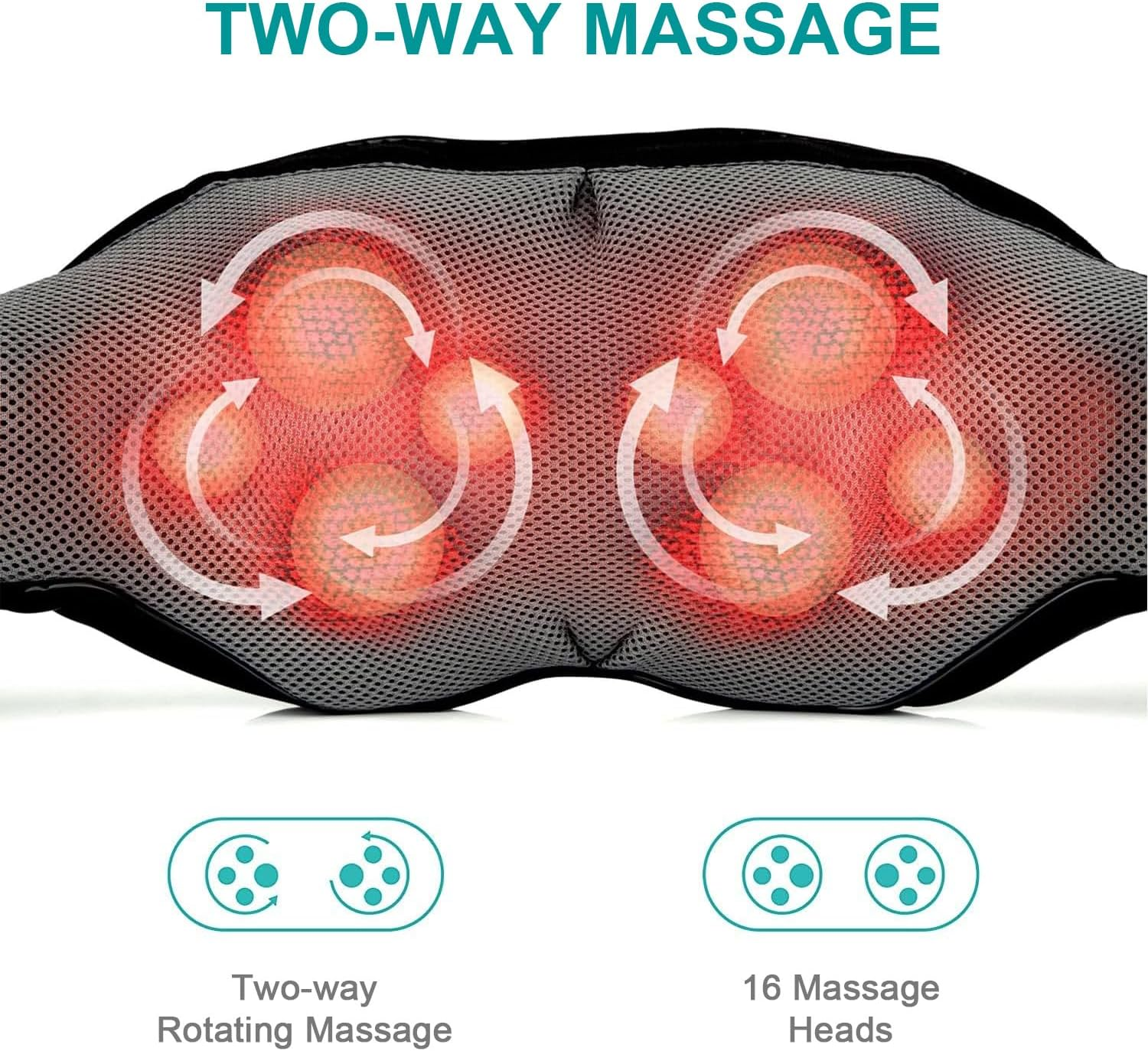 Neck and Back Massager with Heat, Electric Deep Tissue Kneading Massager, Back Massager for Pain Relief Neck, Shoulder, and Foot, Use at Car Home Office image number 1