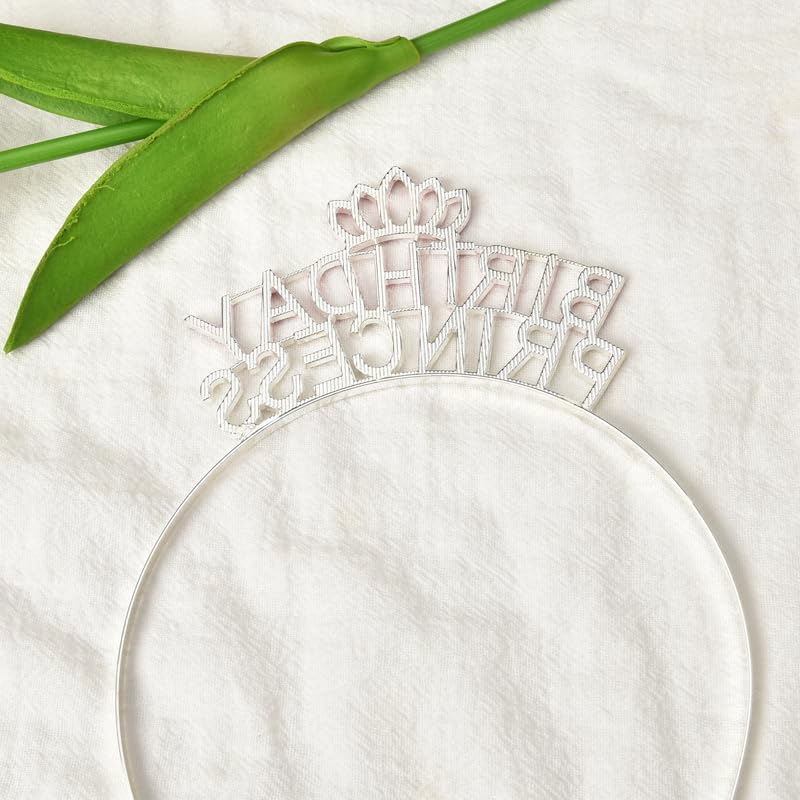 Birthday Princess Sash Headband Set Silver Pink Birthday Girl Crown Headpiece for Women Girls Happy Birthday Party Hats Supplies Decors Signs Birthday Presents for Girls Daughter Granddaughter image number 2