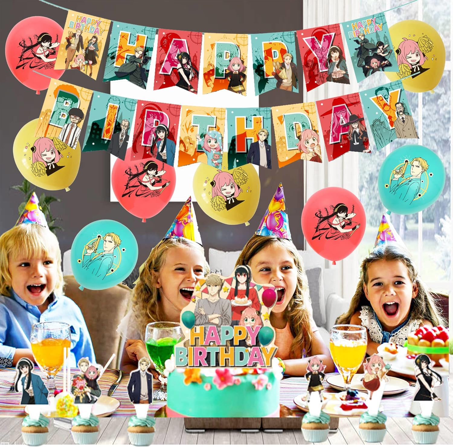 Party Supplies Spy Family Cake Topper Spy Family Birthday Decorations Spy Family Balloons Spy Family Birthday Cake Decorations Spy Family Birthday Banner Spy Family Party Decorations image number 1