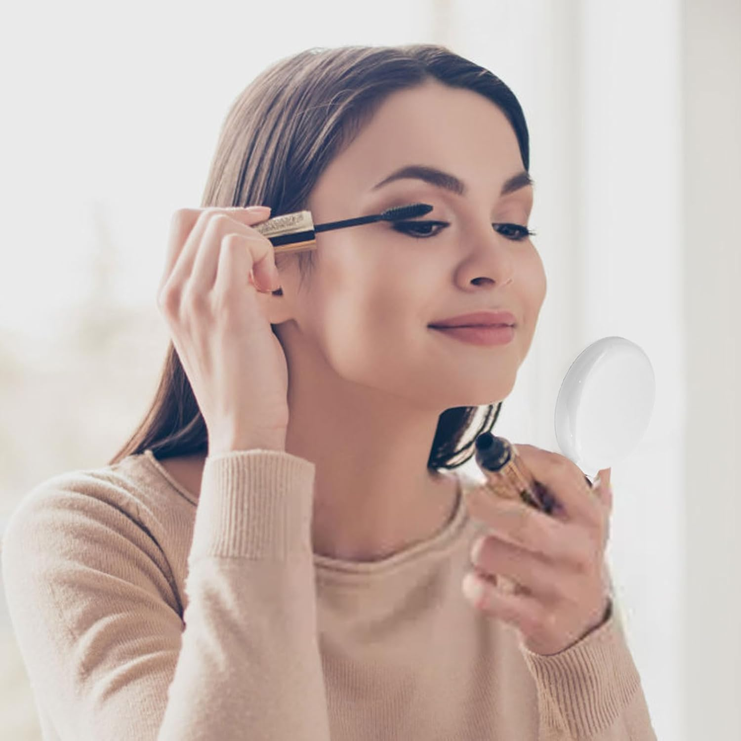 6 Colors Foldable Mirror Hairbrush, 2 in 1 Compact Pocket Mirror Comb in Bulk, with DIY Stickers, Travel Mini Hairbrush Makeup Mirror for Women Girls (6-PACK) image number 6