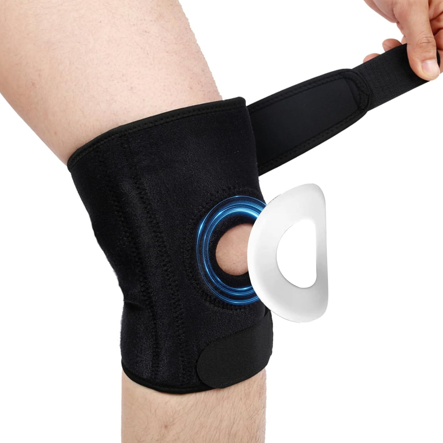 Knee Brace, Adjustable Compression Knee Sleeve with Open Patella Protect Pads for Men Women Sports Athlete Joint Support, Injury Recovery, Meniscus Tear, Pain Relief image number 4