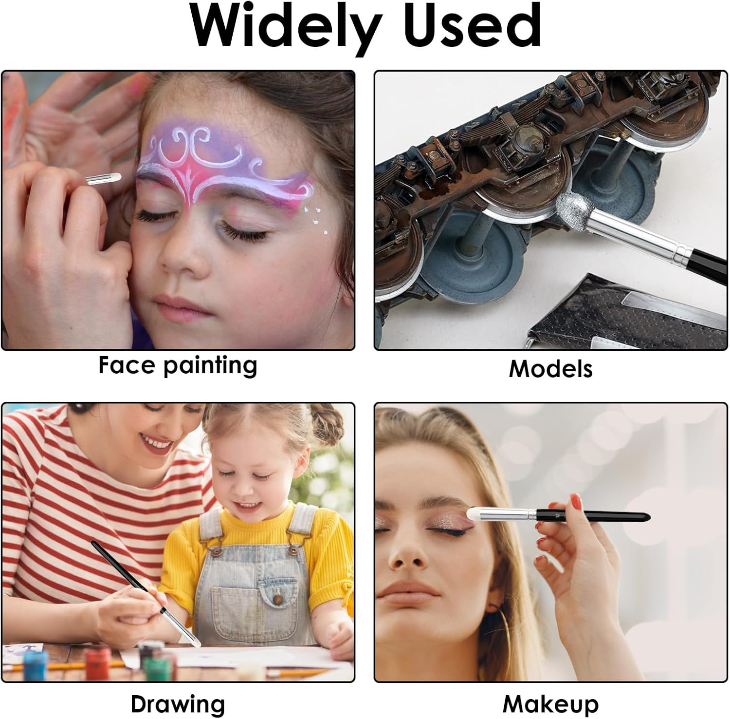 6 Pcs Drybrush Set, Dry Brush Miniature Painting Set Professional for Hobby Tabletop Citadel Game & Miniature Detailed Medium Large Model, Repair Paint Stencil Brushes to Acrylic Watercolour Painting image number 4