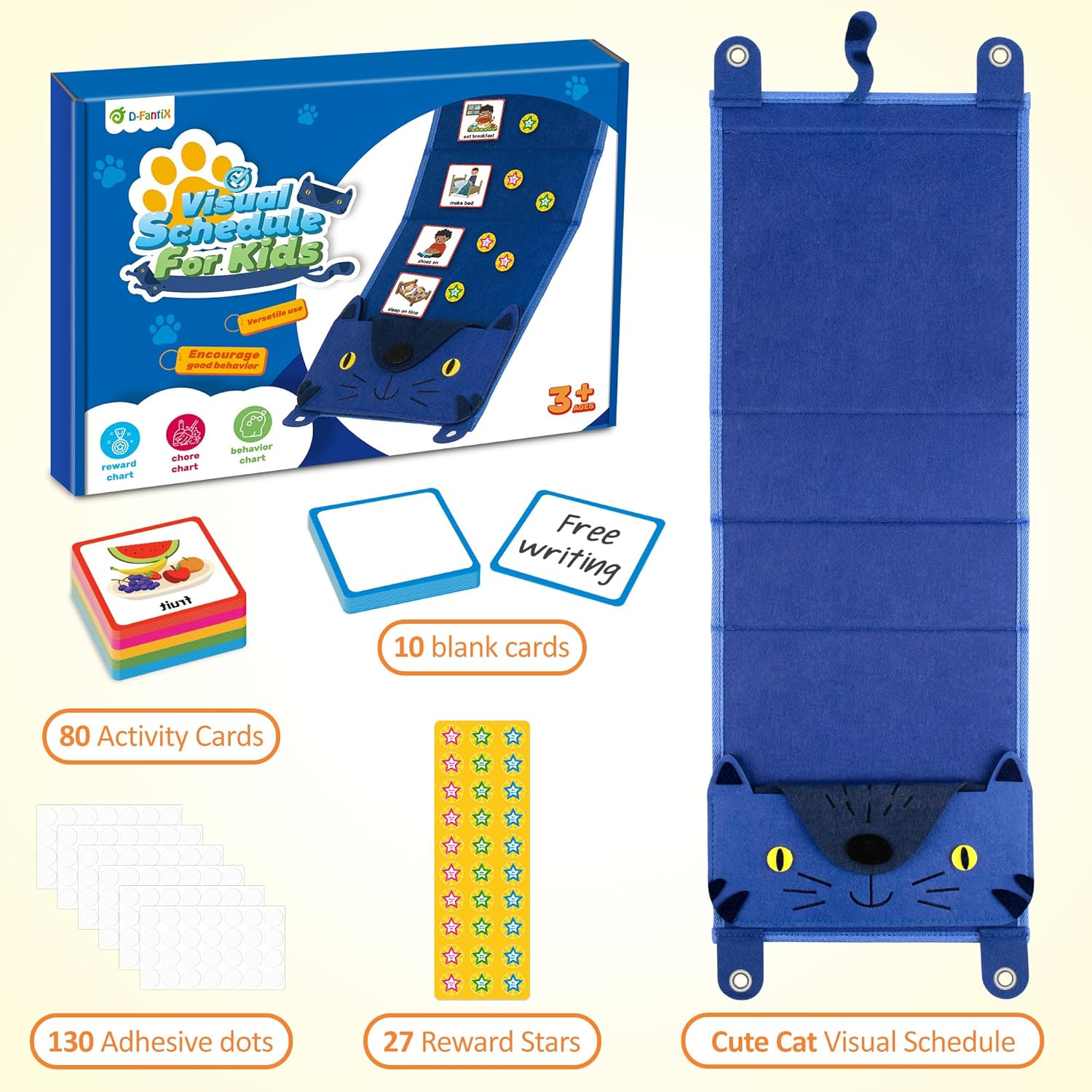D-Fantix Kids Visual Schedule - Morning Bedtime Daily Routine & Chore Chart for Ages 3-13, Communication Cards Autism Learning Materials for Classroom & Home School, 80 Activity & 10 Blank Cards image number 5
