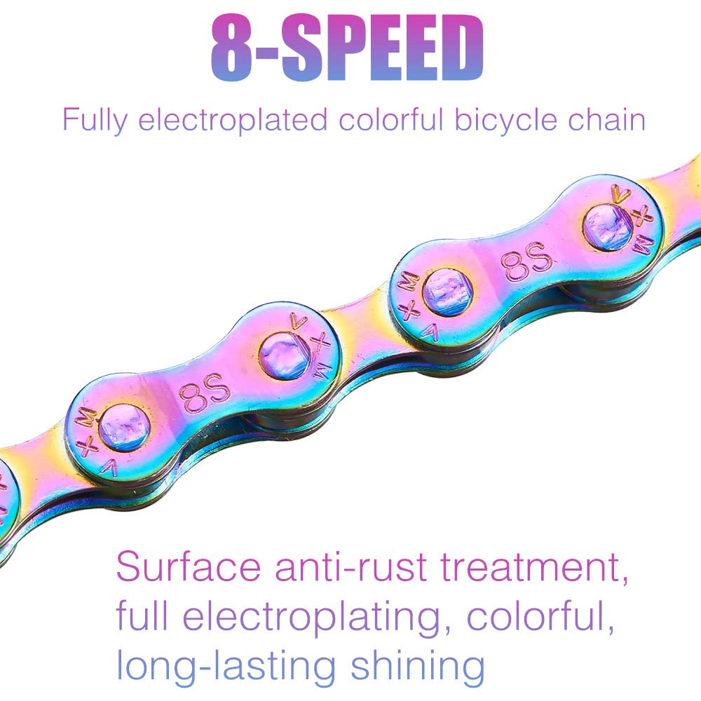 YBEKI Bike Chain 6/7/8/910/11 Speed Bicycle Chain 116 Links (6/7/8 Speed, Multicolour, 1)