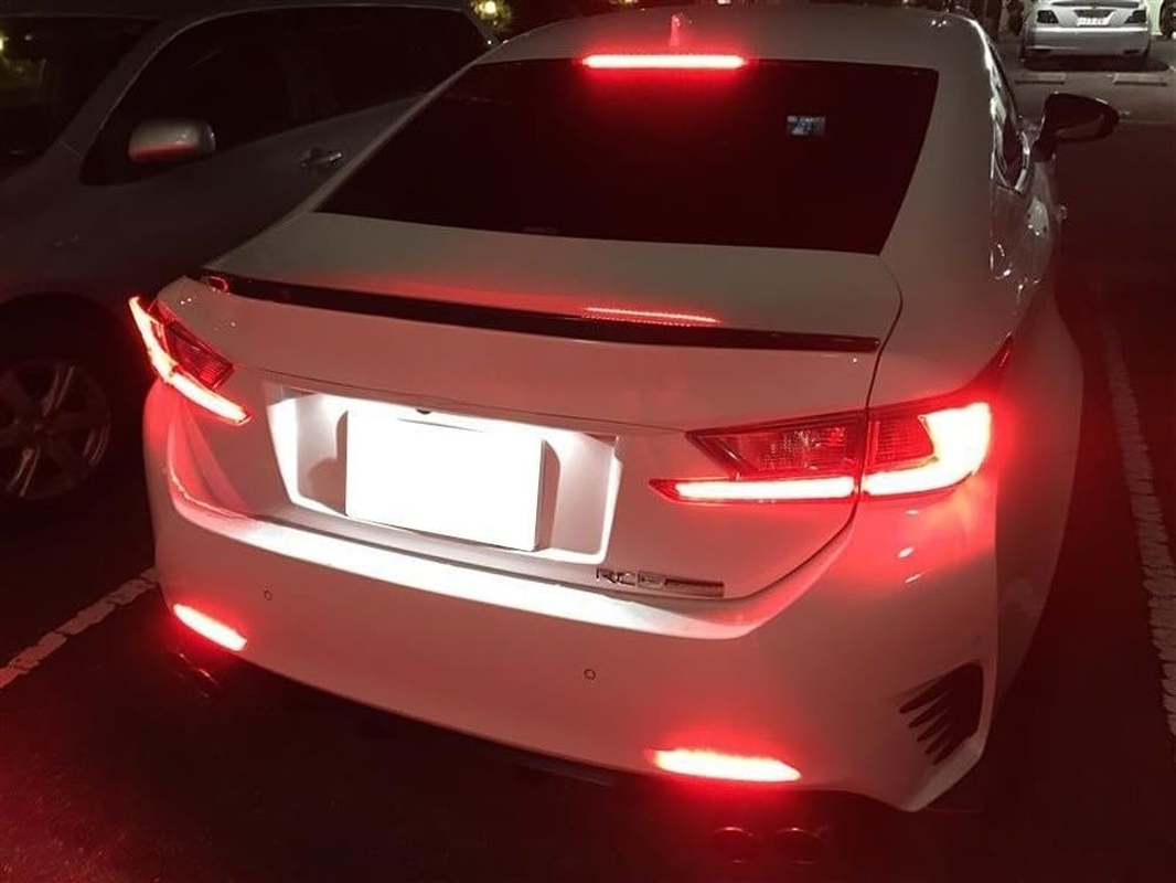 Ijdmtoy Dark Smoked Lens 30-SMD Full LED Rear Bumper Reflector Light Trim Compatible with Lexus IS-F RC250 RC350 RC-F GX470 RX300 Nx200T NX300 NX-F, Function as Tail or Rear Fog Lights image number 2