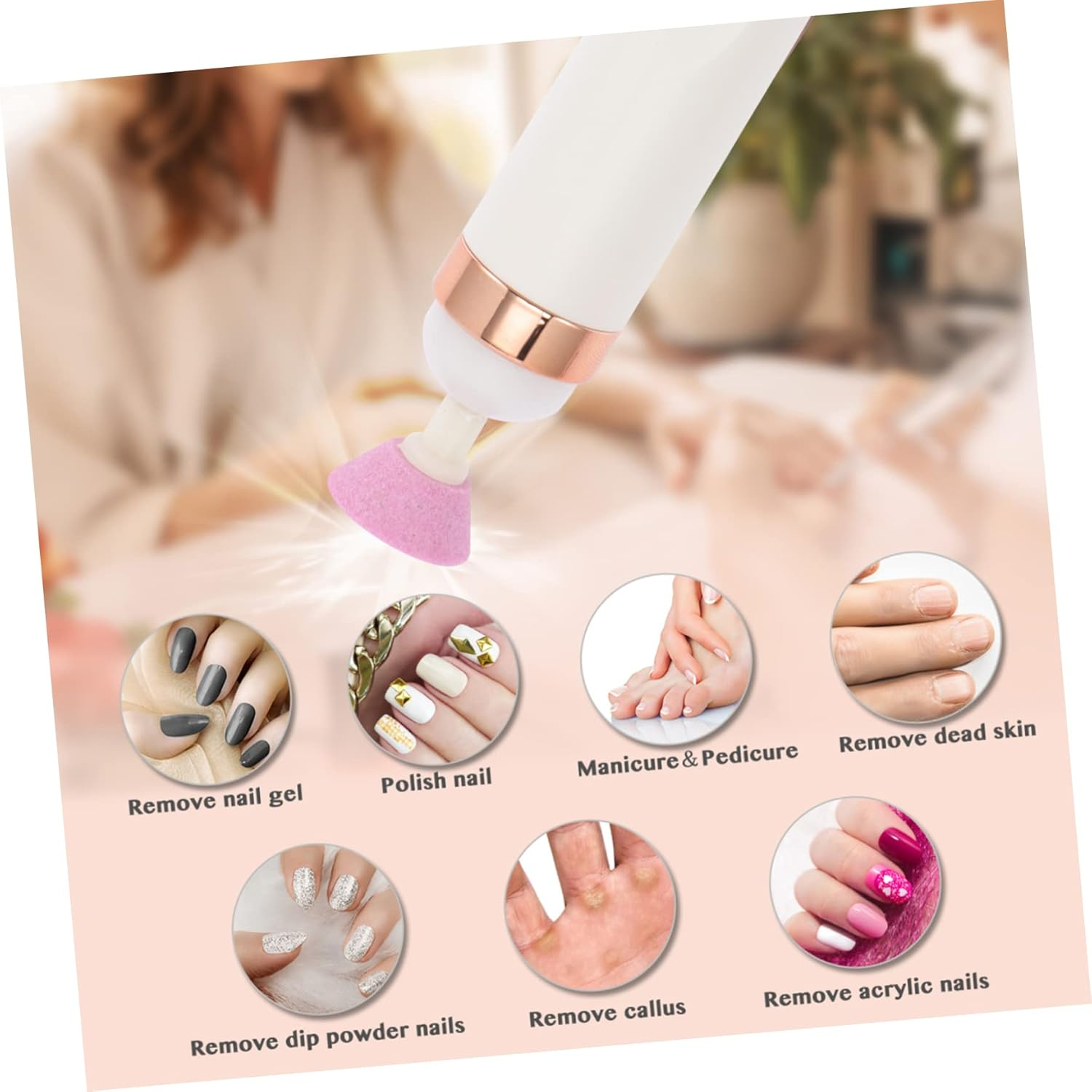 Vaguelly Multi-Functional Nail Drill Machine Electric Nail File Usb Charging for Manicure image number 6