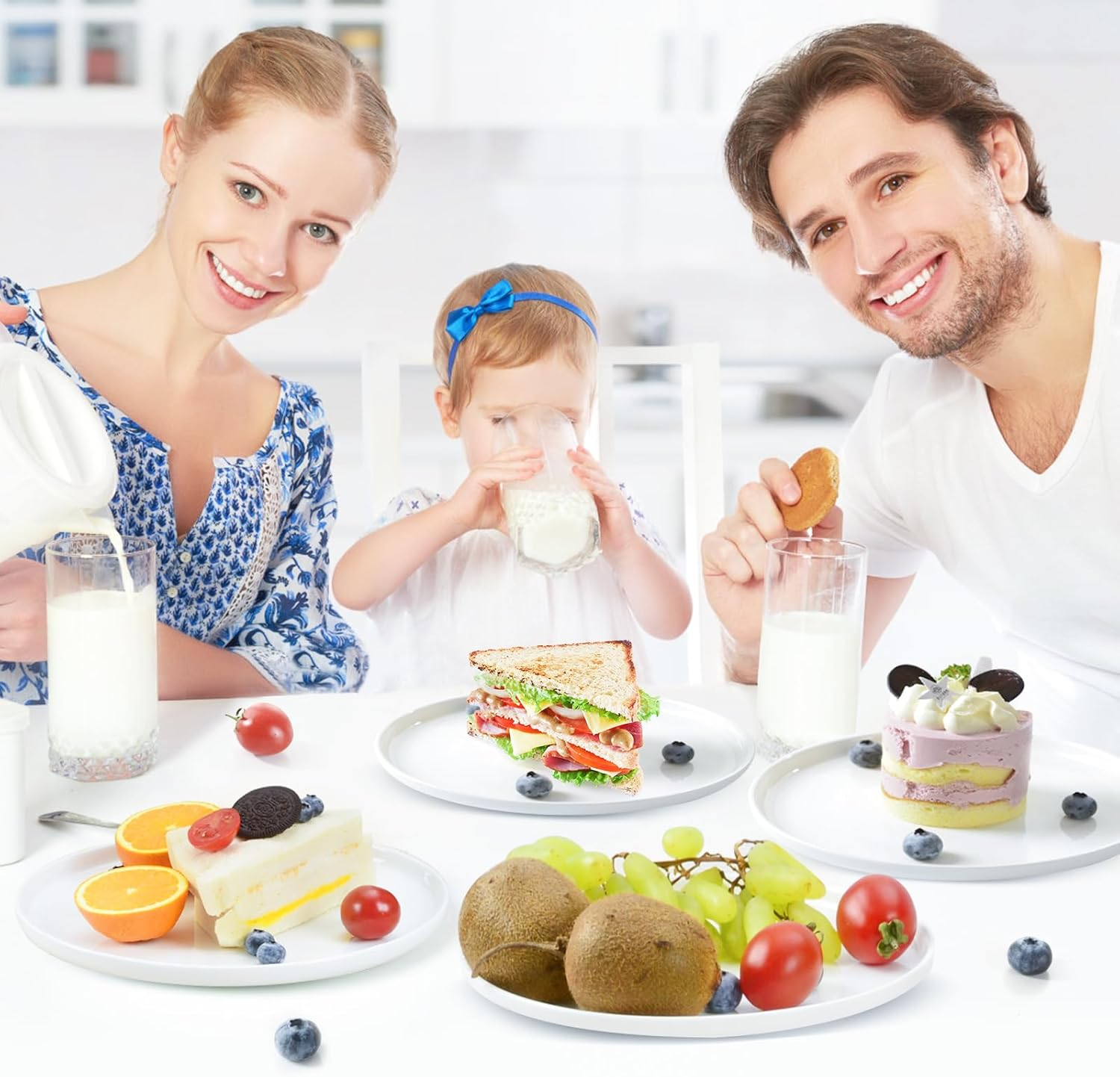 Antokueh 10 Inch White Ceramic Plates Set of 6,Round Porcelain Plate, 6-Piece Salad Dishes with Lipped Edges for Steak, Dessert, Dishwasher Oven Safe image number 5