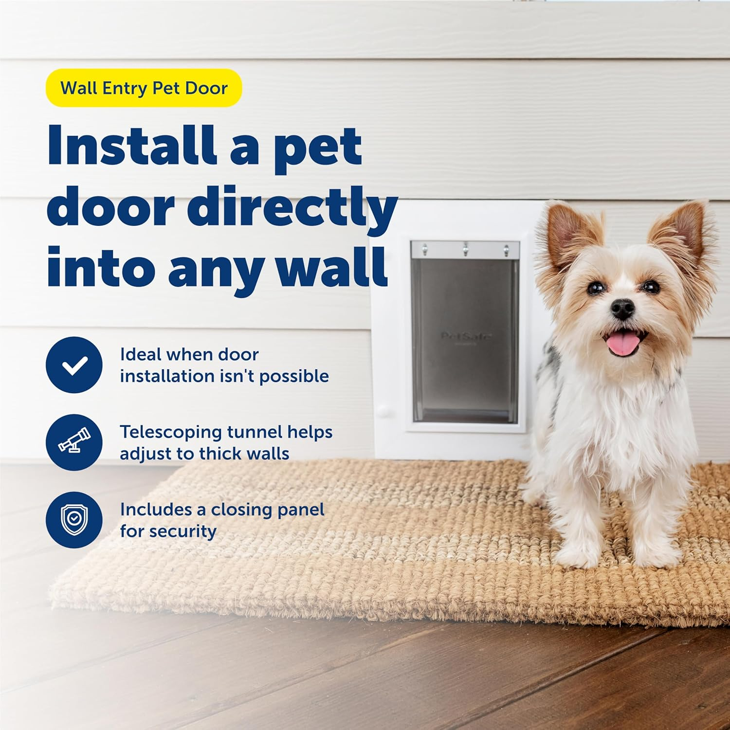 Petsafe Never Rust Wall Entry Pet Door - Telescoping Frame - Insulates Better than Metal Doors, Energy Efficient Cat & Dog Door - Interior & Exterior Walls, Weatherproof, Easy to Install & Clean - S image number 1