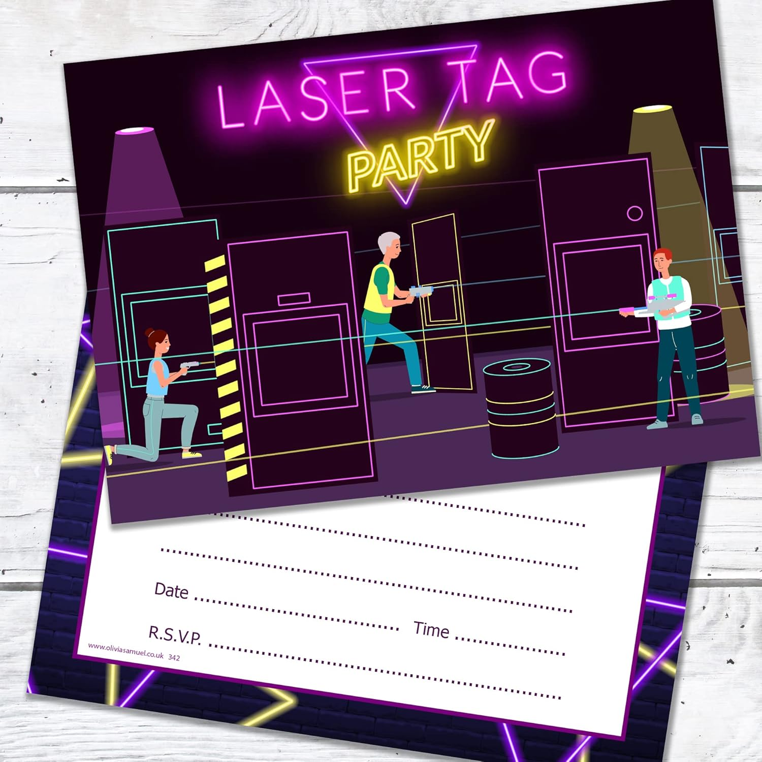 Olivia Samuel 20 X Laser Tag Party Invites from A6 Double Sided Cards with Envelopes image number 4