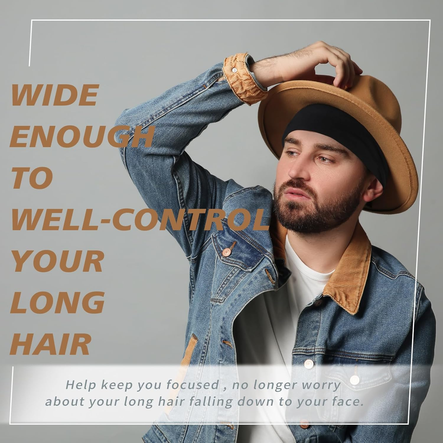 Sweat Hair Bands for Men Non Slip,Men'S Sports Headbands,8 Pieces image number 1