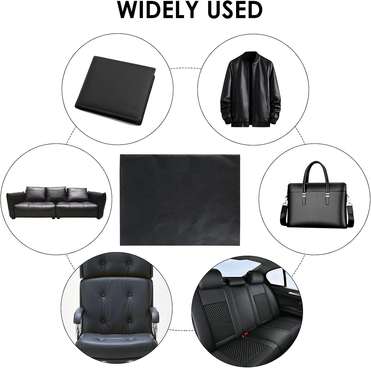 2 Pcs Self-Adhesive Leather Repair Patch, 20 X 30 Cm Black Waterproof Scratch & Wear Resistant Repair Allowance, Cuttable Kit for Sofa Chair Couch Furniture Jackets Handbags Car Seat Reupholster image number 5