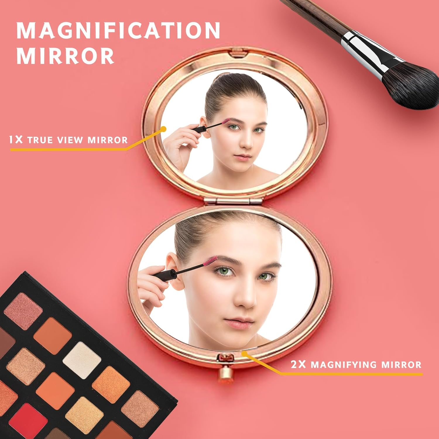 16Th Birthday Compact Makeup Mirror, Sweet 16 Design, Tabletop Mount, 7.2L X 6.5W Cm image number 3