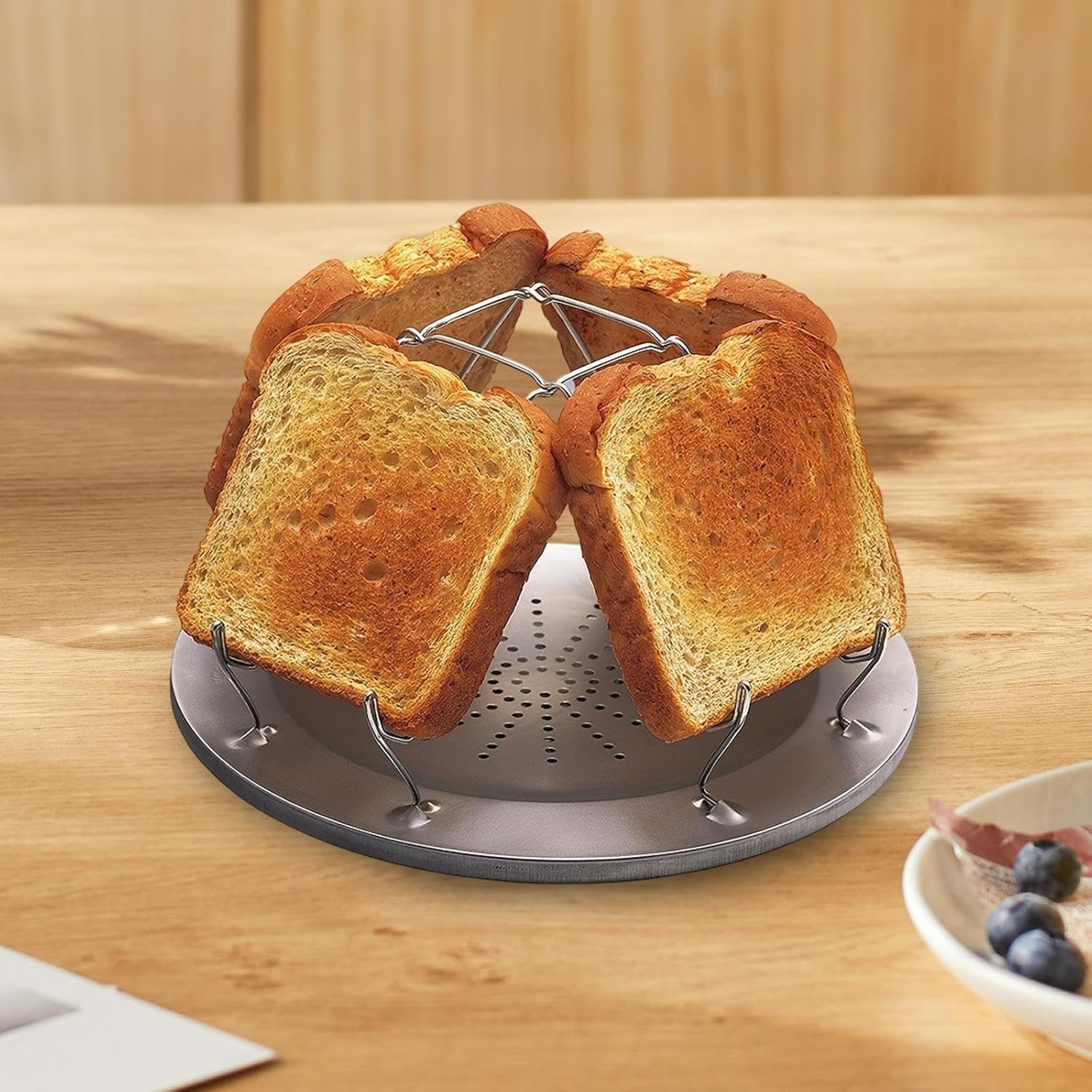 Eigell Camping Toaster Rack Bread Stand Kitchen Multifunctional Folded Simple for 4 Slices Toaster Tray for Barbecue Family Reunion image number 4