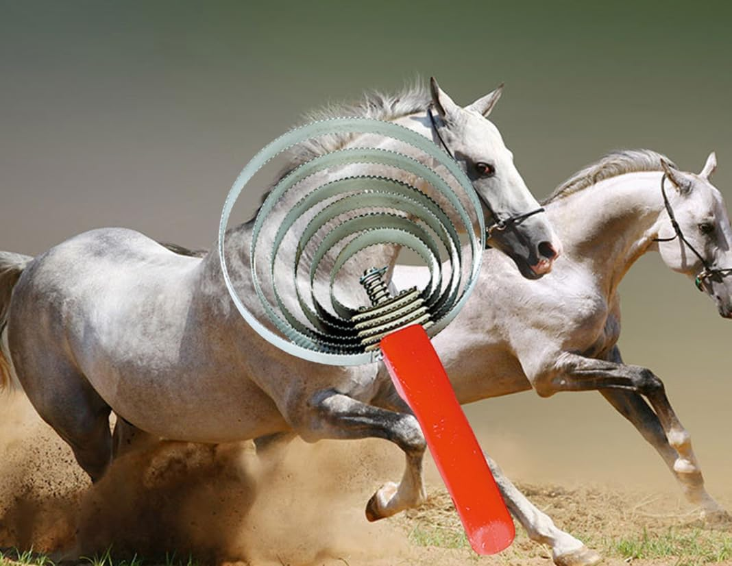 Naisfei Horse Brush, 6 Rings Curry Comb, Horse Brush, Metal Curry Comb for Cleaning Coarse Dirt - Spiral Curry Comb Ideal for Fur Changing, Hair Removal