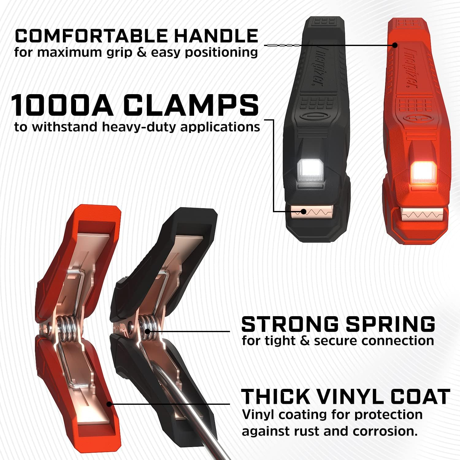 Energizer Jumper Cables for Car Battery with Built-In LED Lights, Heavy Duty Automotive Booster Cables for Jump Starting Dead or Weak Batteries - Carrying Bag Included (25-Feet (1-Gauge) image number 4