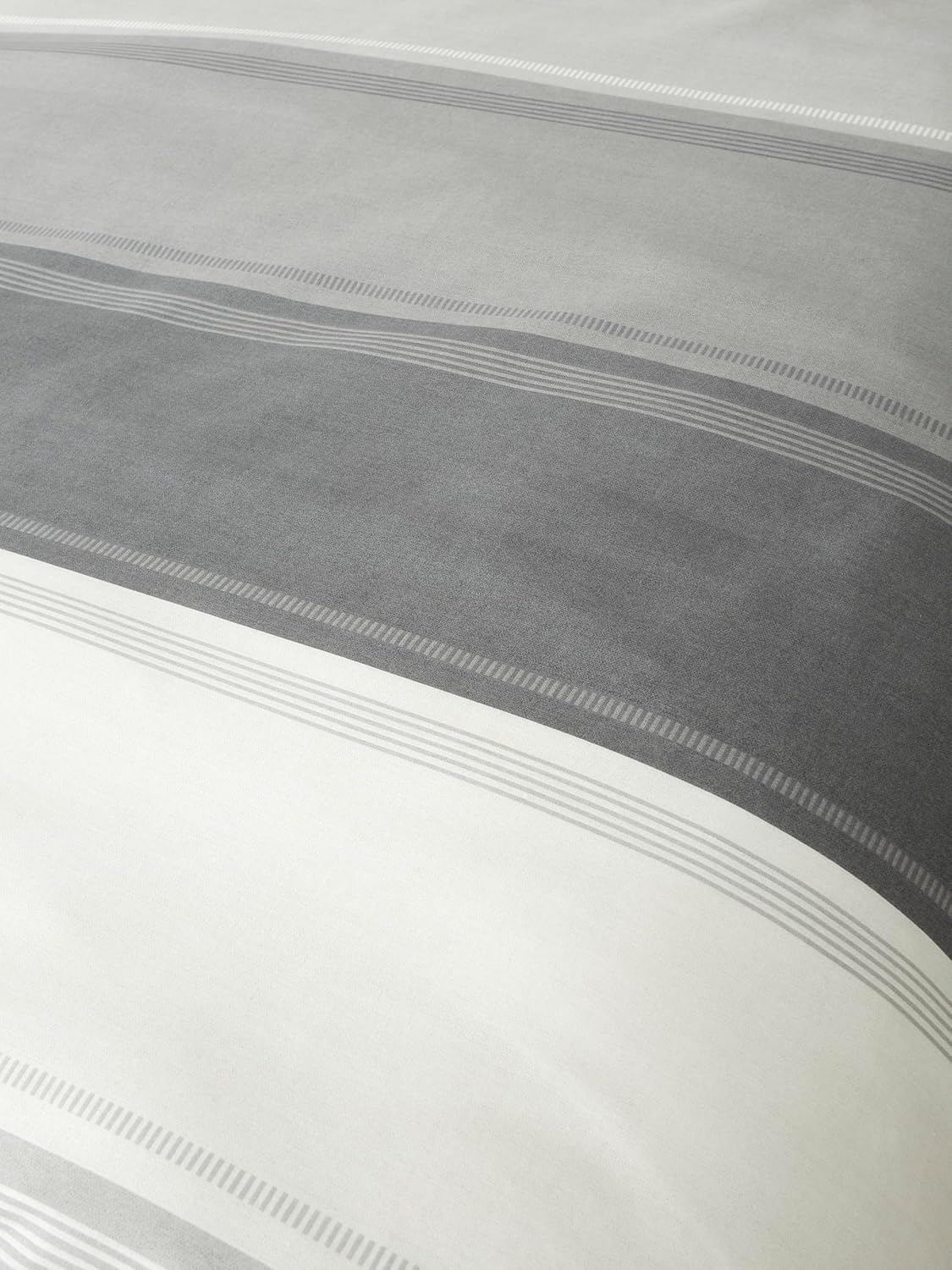 Fusion - White & Grey Wide Stripe Duvet Cover - Super King Bedding Size (26X220Cm) - Contemporary Stripe Duvet Cover in Grey - Lined Bedding Set - Betley Classic Collection image number 2