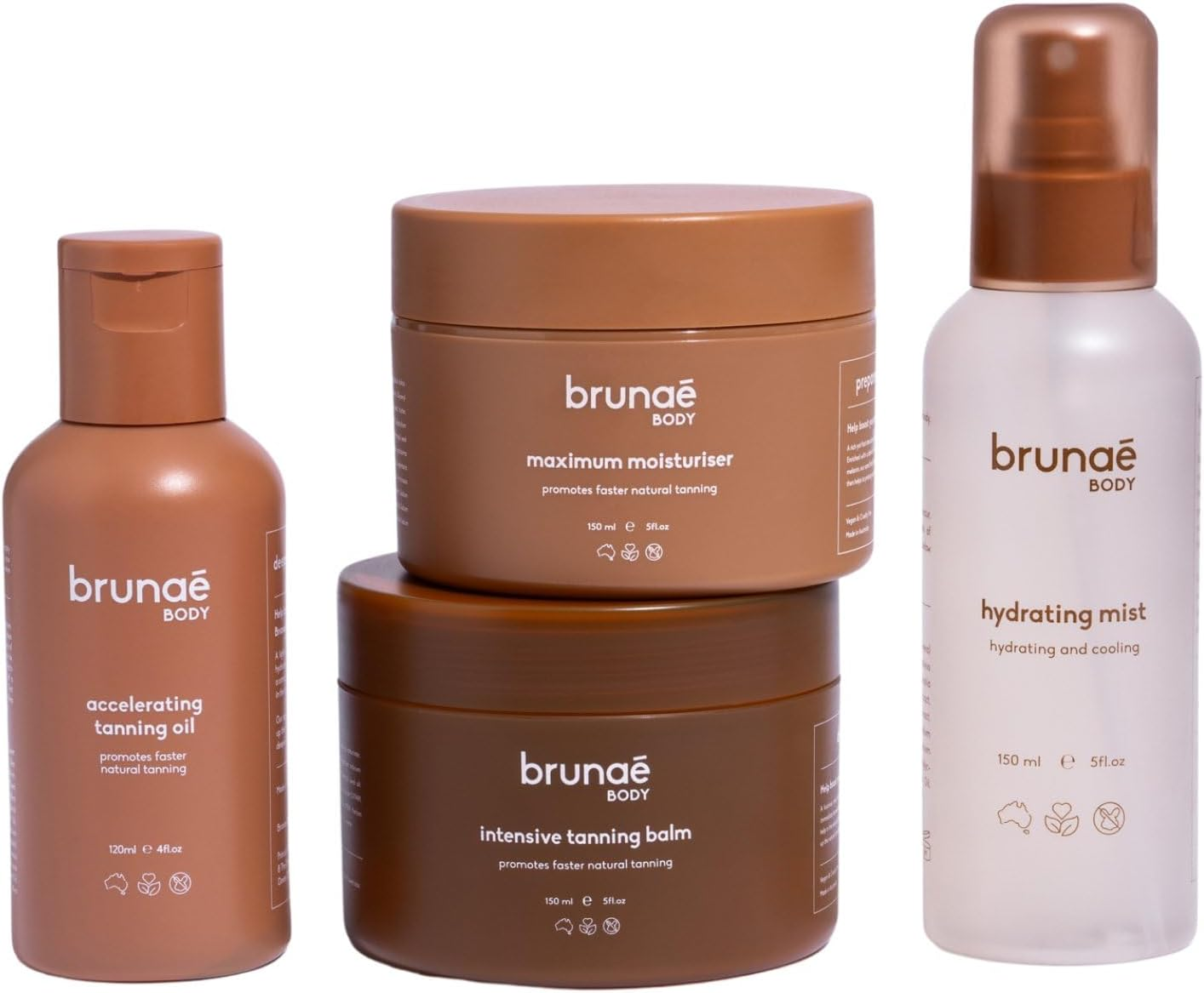 Complete Glow Bundle - 3-Step Tanning System for a Faster, Darker Tan - Moisturiser, Tanning Oil, Balm & Hydrating Mist