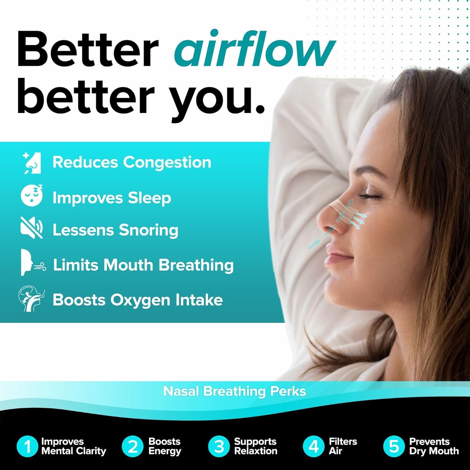 Extra Grip Nasal Strips - 30 Pack Clear, Strong Hold for Day or Night, Relieves Congestion, Reduces Snoring & Mouth Breathing. Ideal for Allergies, Colds, Deviated Septum&rsquo;S - (Regular) image number 4