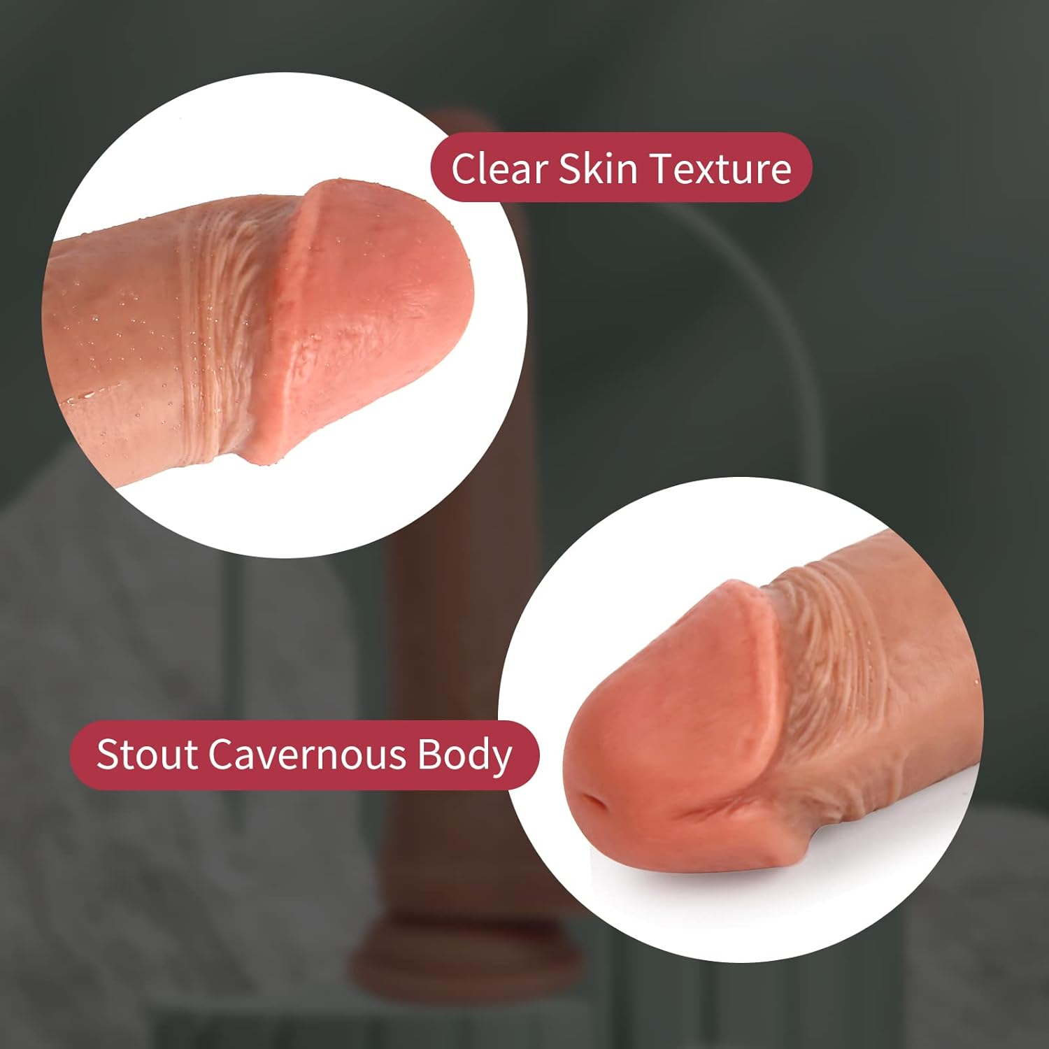 Anfei Hyper Realistic Dildo Dual Layer Liquid Silicone Bendable Penis with Suction Cup Dual-Layered Silicone Cock Slightly Bendable 8 Inch G Spot Dildo Penis Toy Premium Liquid Silicone Penis Dong with Suction Cup, Female Sex Toy Sex Dildos for Women image number 2