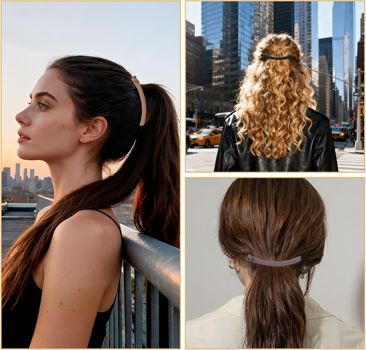 LLMSIX 4Pcs Banana Hair Clips, Non-Slip Large Banana Clips for Women, Vintage Matte Bananas Clip for Women and Girls Thick Curly Hair Accessories image number 3