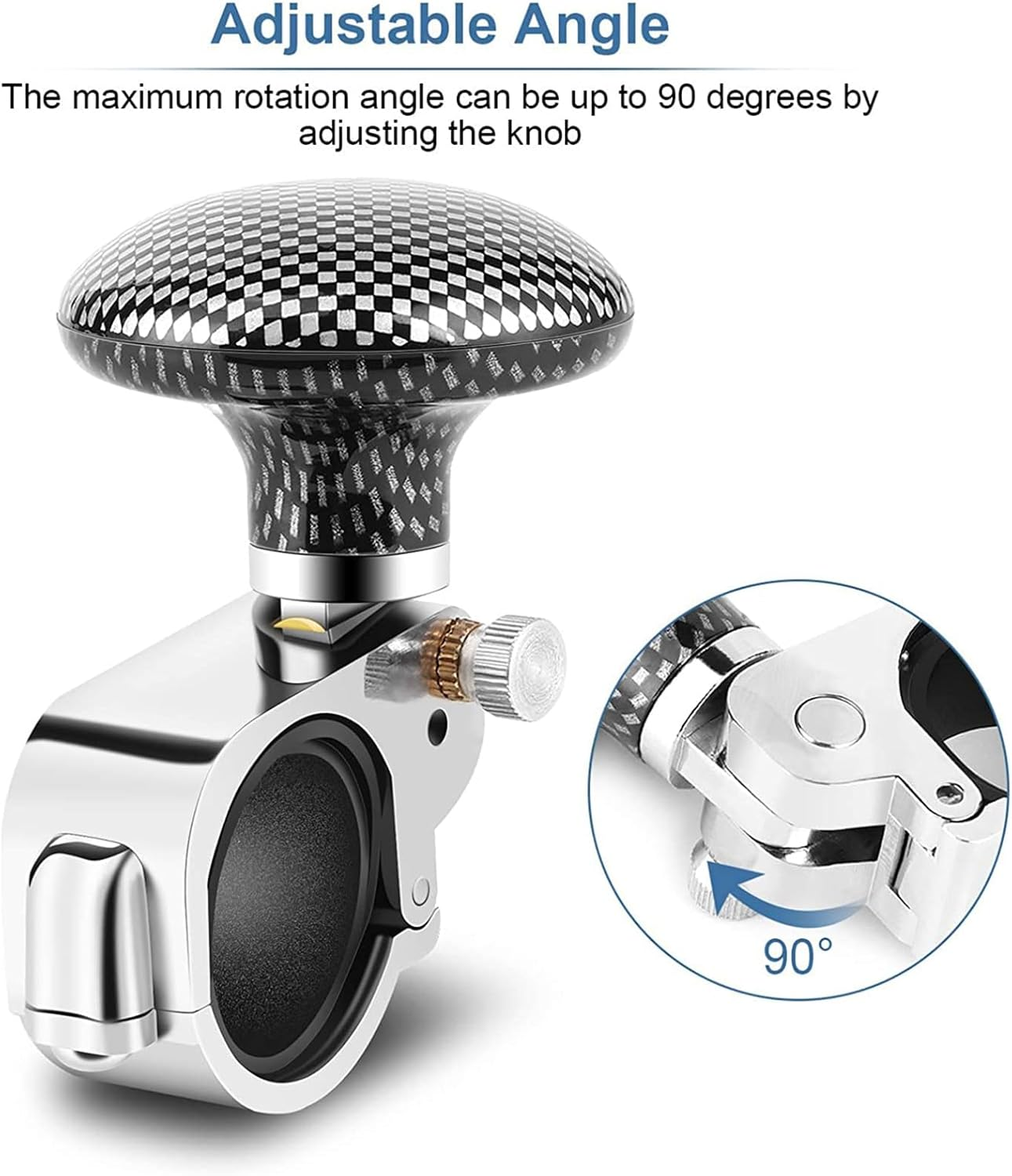 Qioon Car Steering Wheel Knob, Universal Steering Wheel Spinner Assist Knob for Disabled Drivers, Handle Ball for Cars, Trucks, Semis, Tractors, Boats (Black Plaid) image number 1