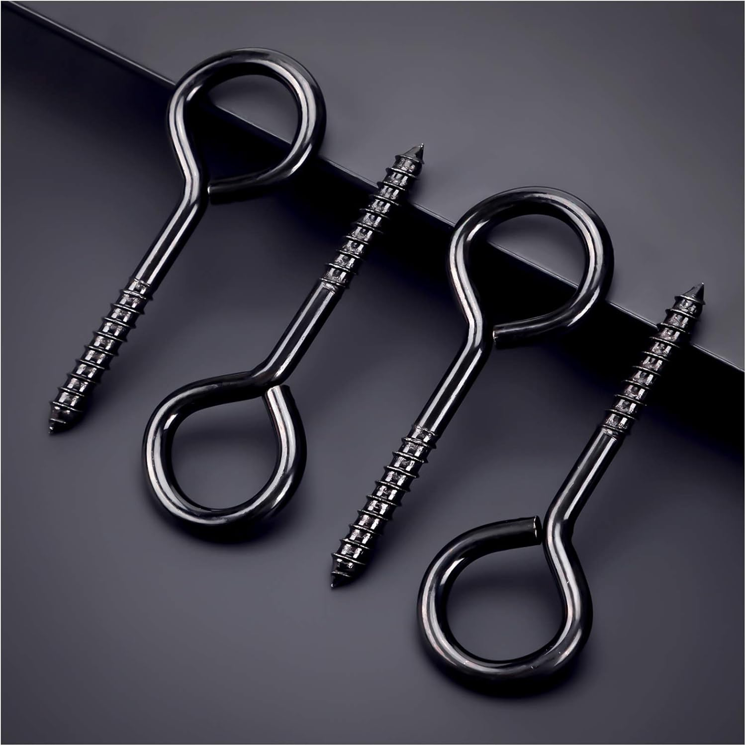 ZAUGONTW 5 Inch Screw Eye Hooks, Stainless Steel, 10 Pcs Heavy Duty Black Large Screw Eye Hooks for Hanging, Tie-Downs, Heavy-Duty Applications image number 1