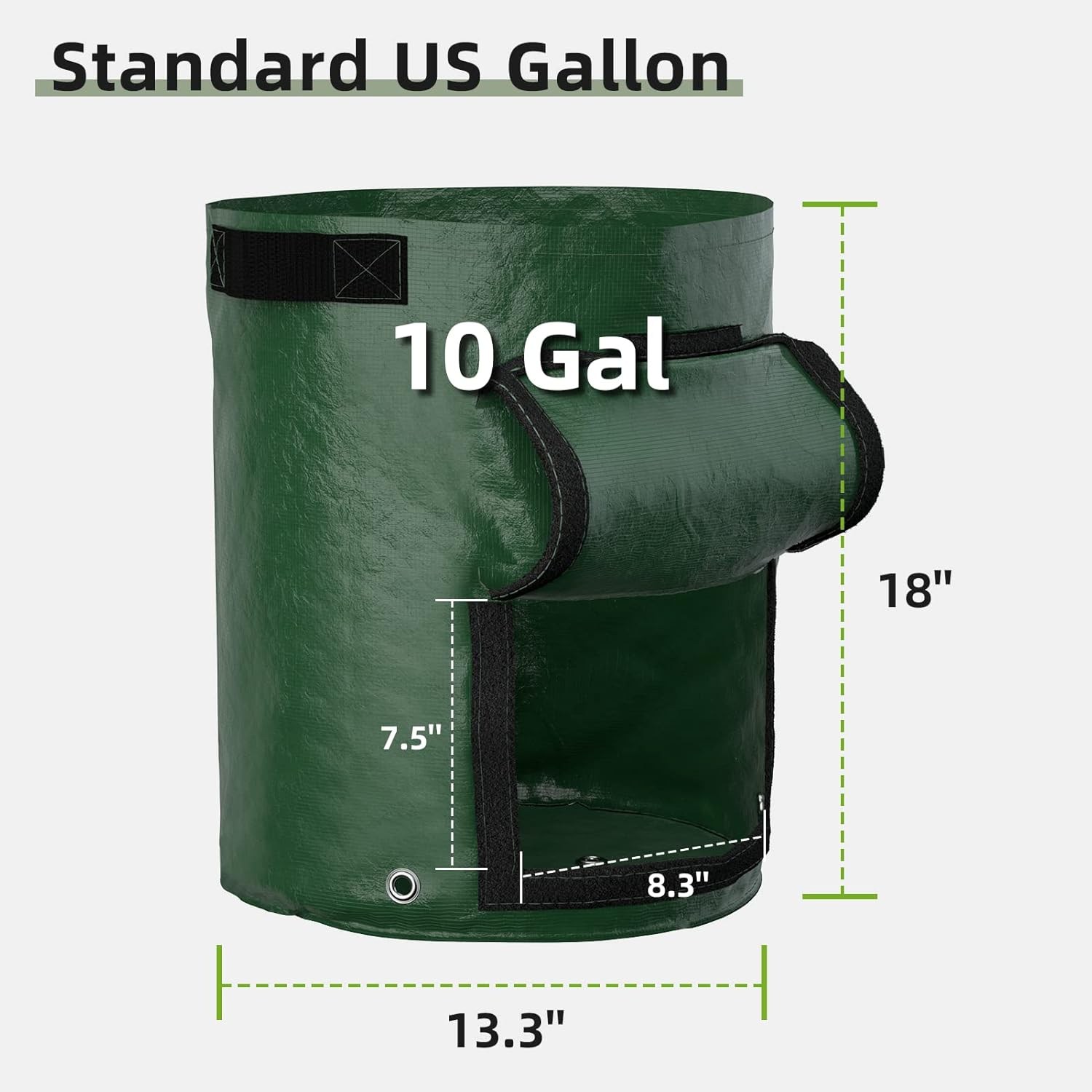 Greatbuddy 10 Gallon Potato Grow Bags 4-Pack, Thick PE Fabric Pots for Plants, Harvest Windows & Sturdy Handles, Labels Included, Green image number 1