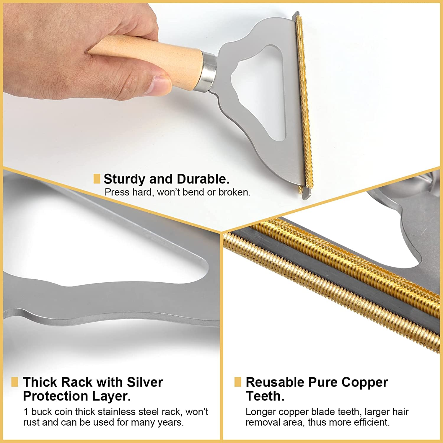 2Pcs Manual Portable Fabric Shaver, 1 Metal Carpet Lint Scraper for Furniture Pet Hair Removal (1Buck Thick Rack Can Be Used for Years), 1 Reusable Fuzz Lint Remover Brush for Clothes Couch(No Snag) image number 4