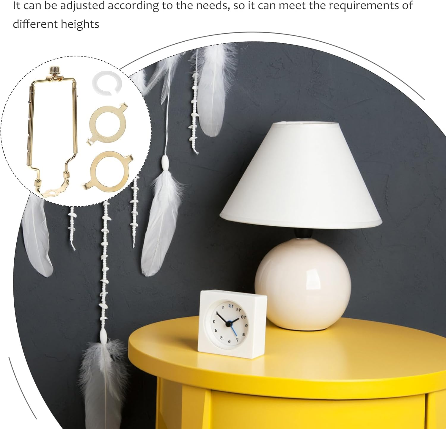 DOITOOL Adjustable Lamp Shade Harp Holder Nickel-Plated Metal Bracket Lighting for Table and Floor Lamps Fits 9-12 Inch Shades Suitable for Home Cafe Restaurant Use image number 6